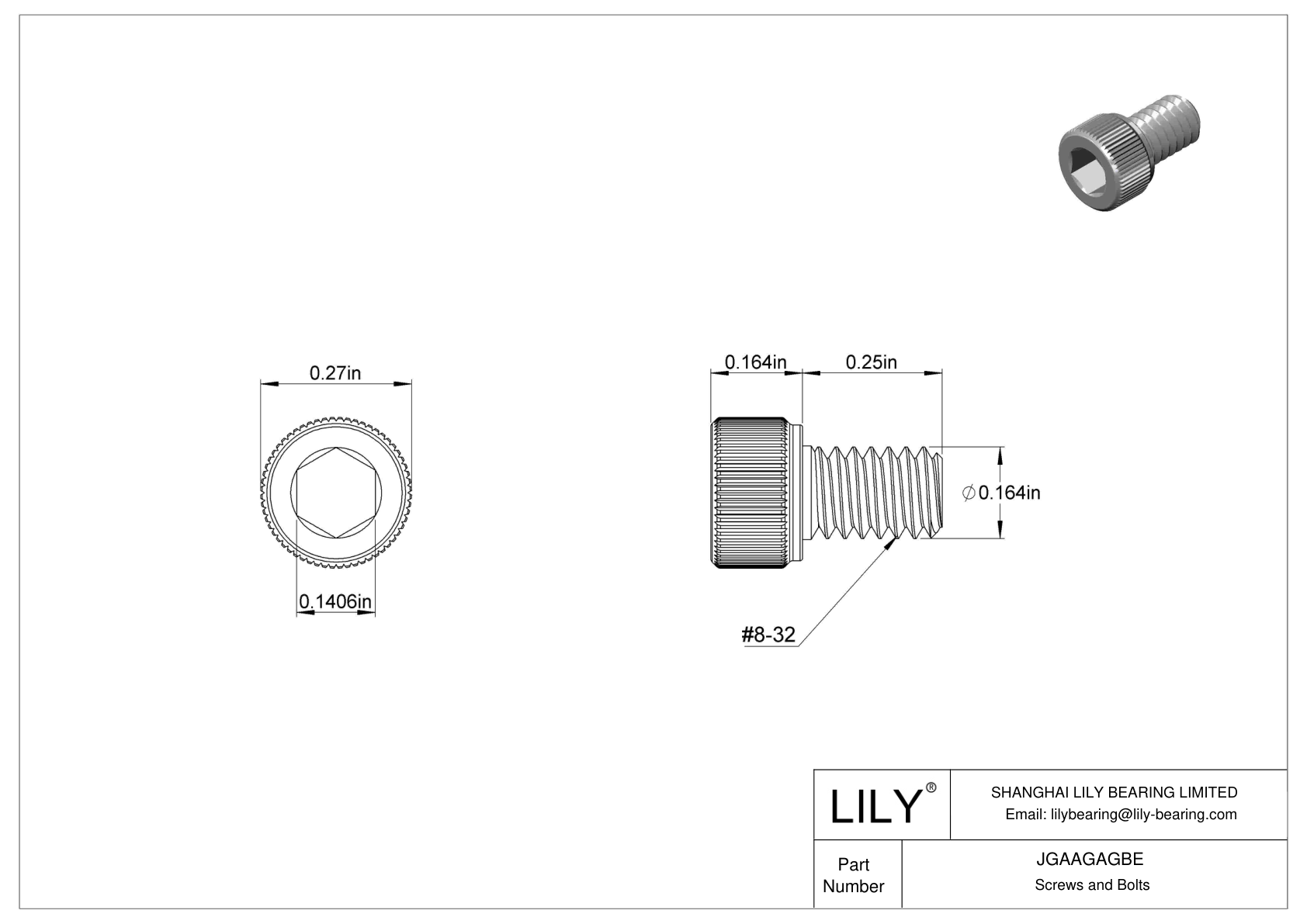 JGAAGAGBE Tornillos de cabeza cilíndrica de acero inoxidable 18-8 cad drawing