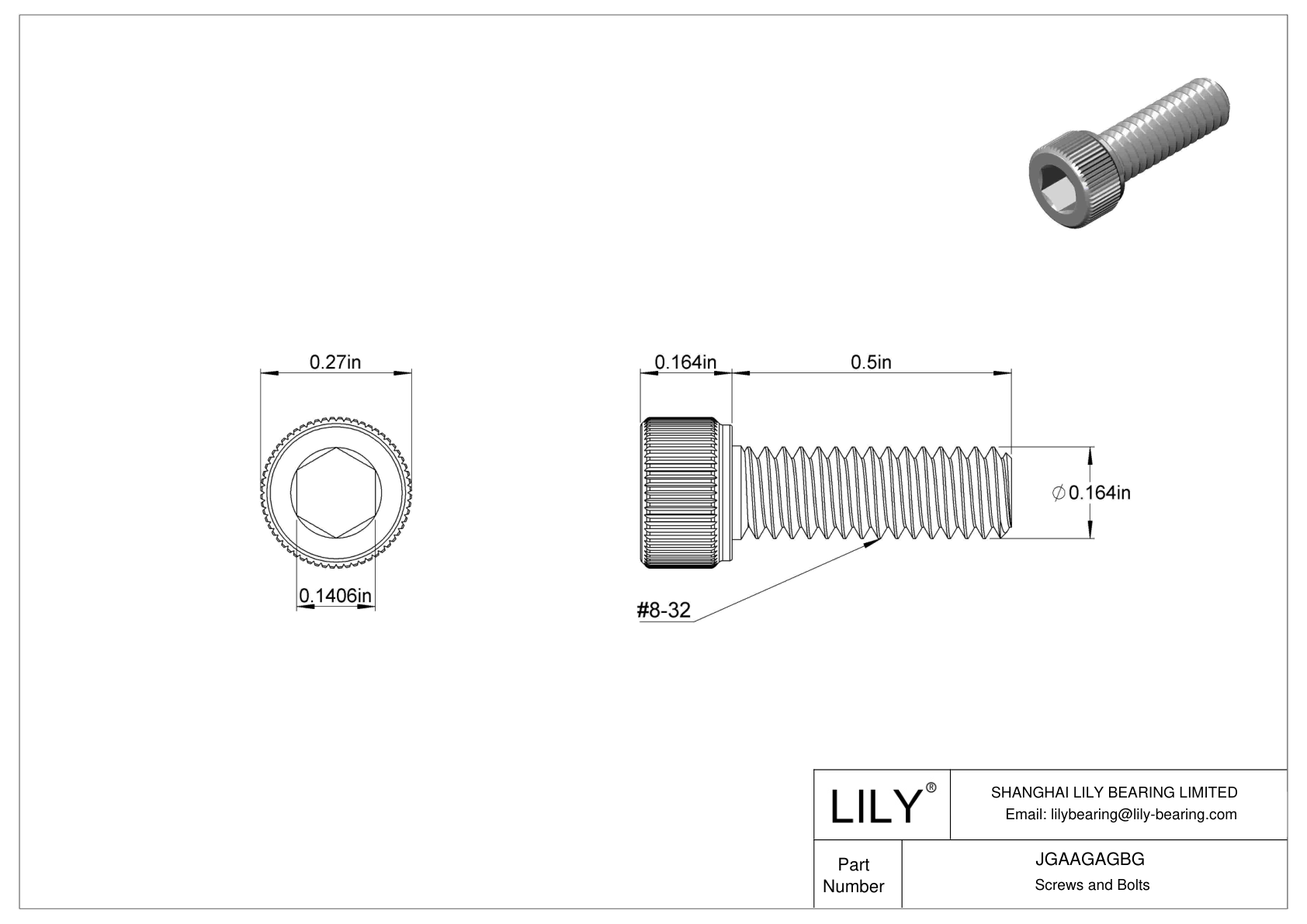 JGAAGAGBG 18-8 Stainless Steel Socket Head Screws cad drawing