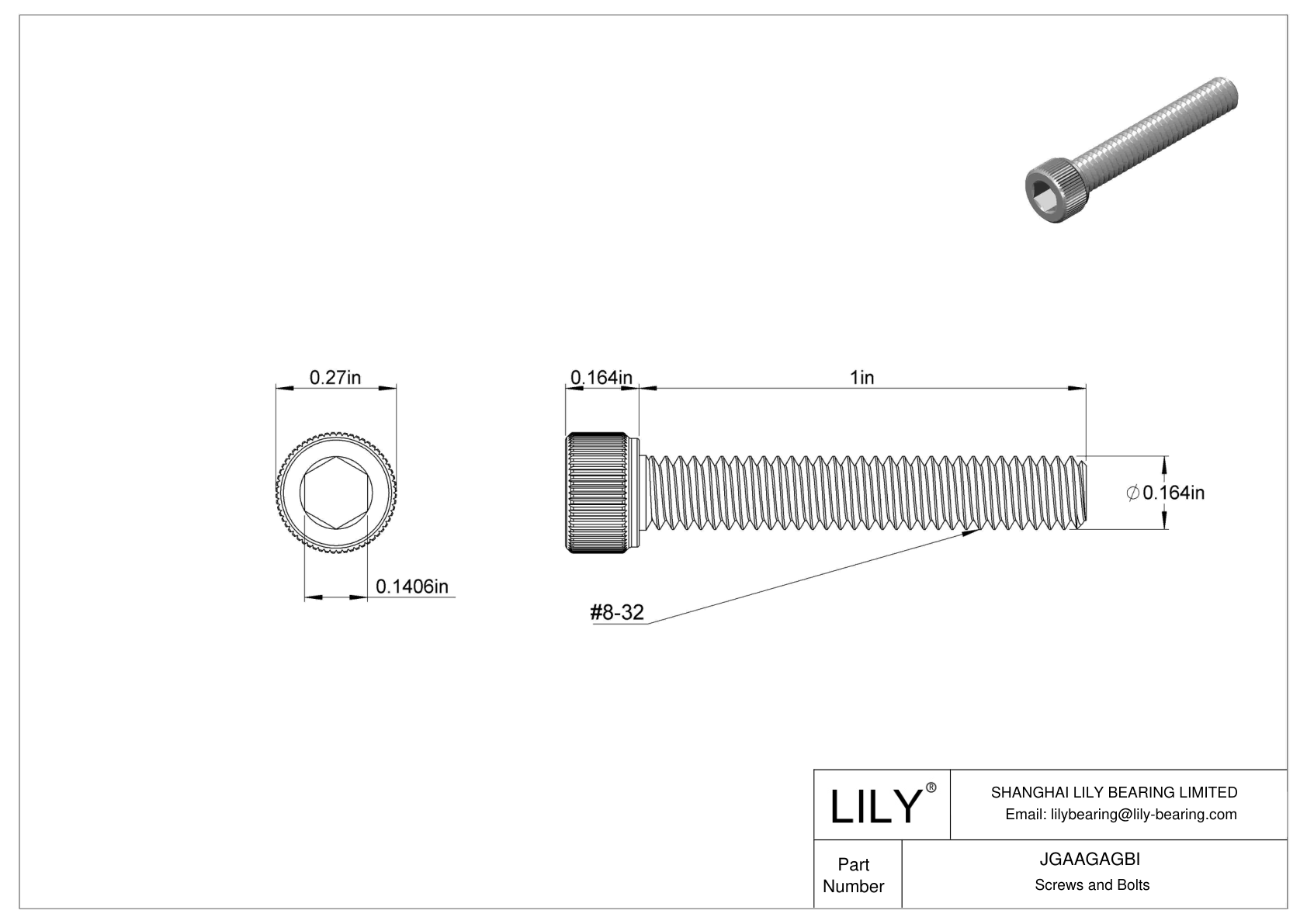 JGAAGAGBI Tornillos de cabeza cilíndrica de acero inoxidable 18-8 cad drawing