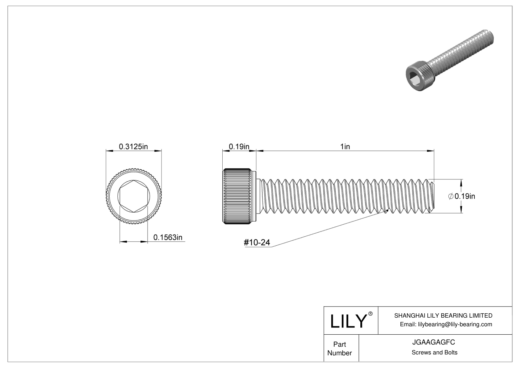 JGAAGAGFC Tornillos de cabeza cilíndrica de acero inoxidable 18-8 cad drawing