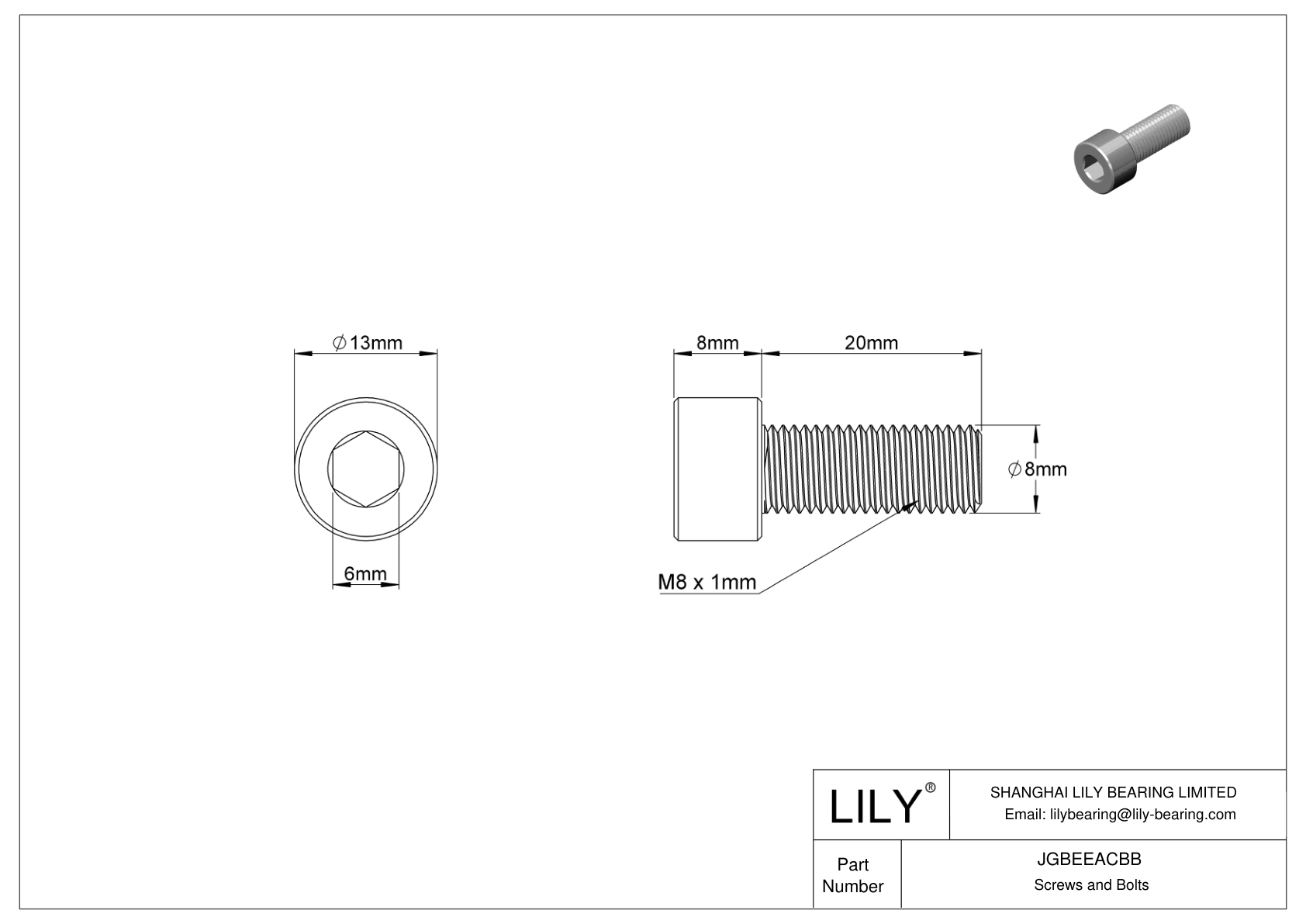 JGBEEACBB 合金钢内六角螺钉 cad drawing