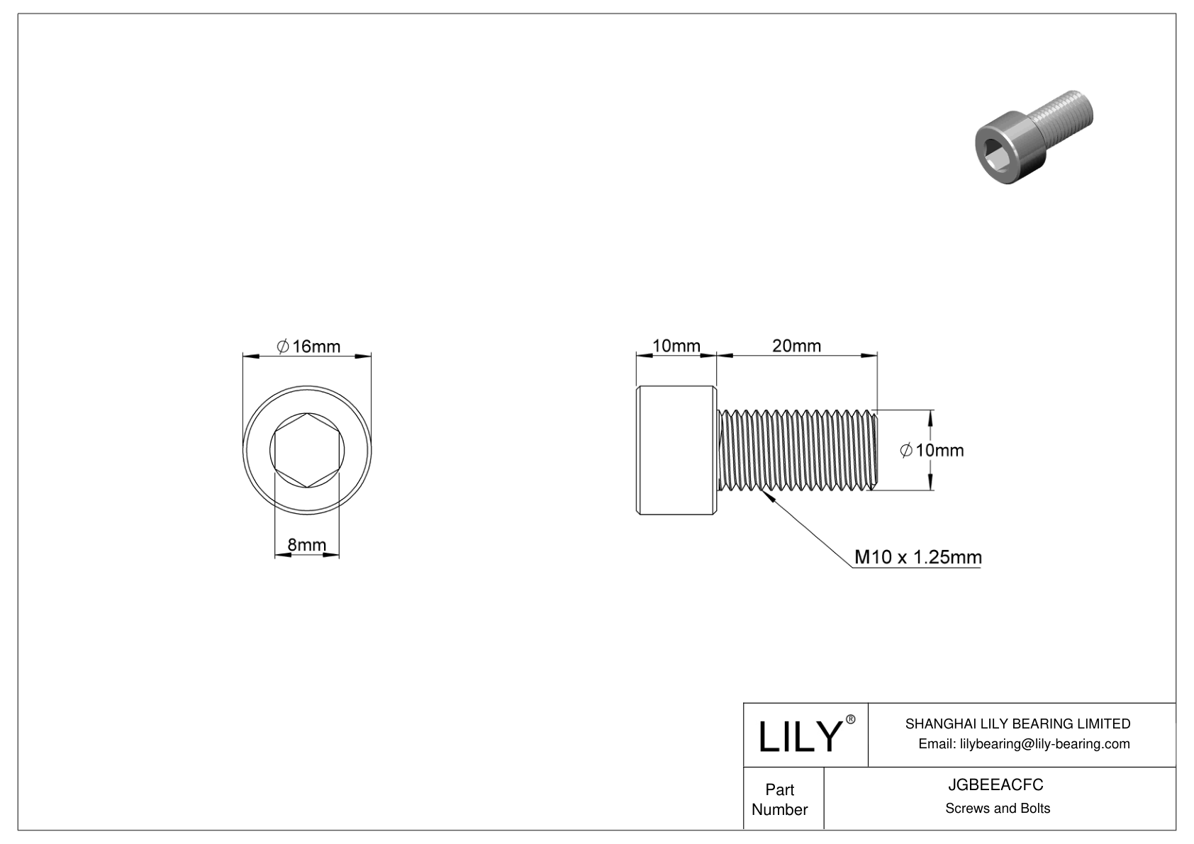 JGBEEACFC Tornillos de cabeza cilíndrica de acero aleado cad drawing