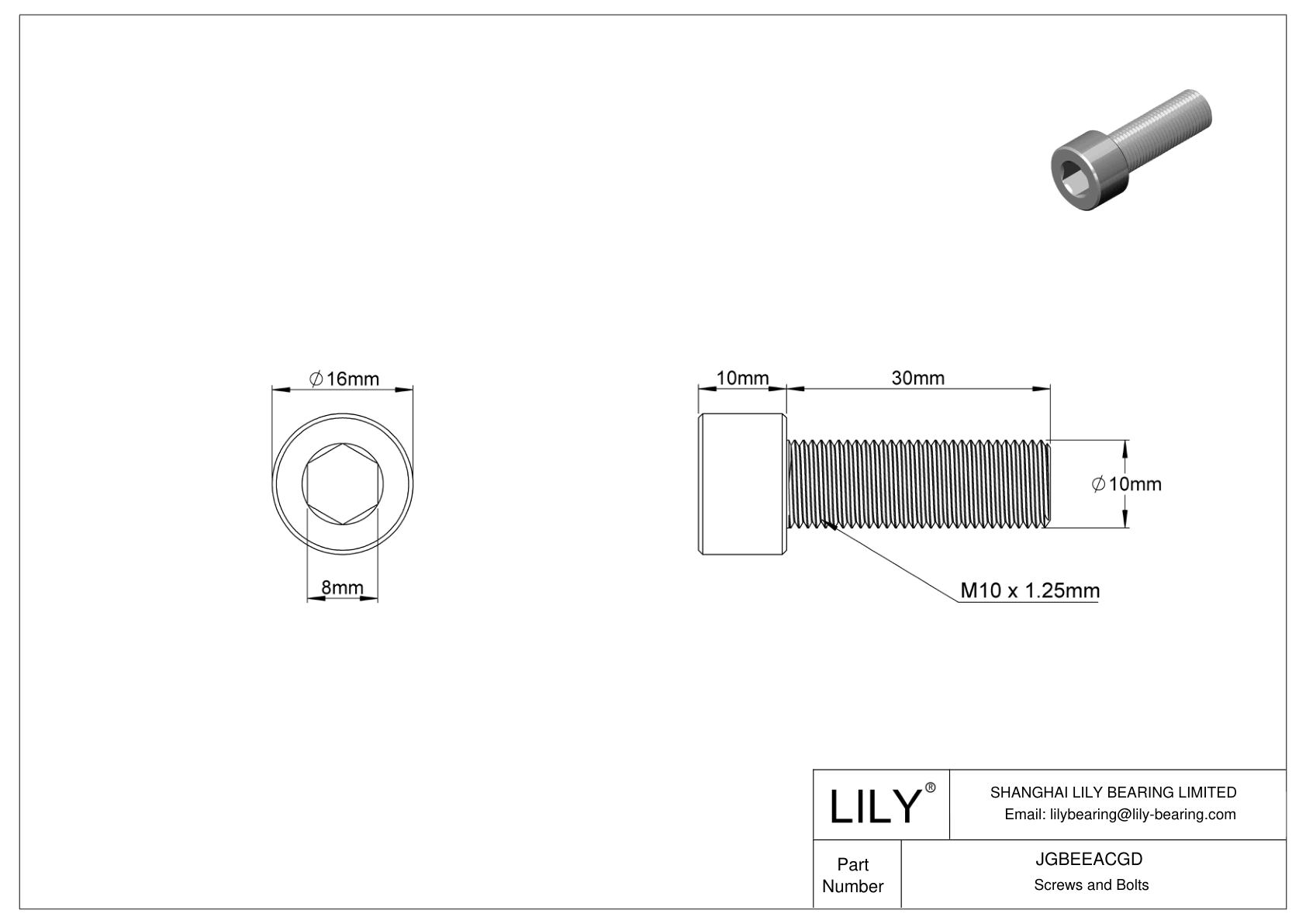 JGBEEACGD Tornillos de cabeza cilíndrica de acero aleado cad drawing