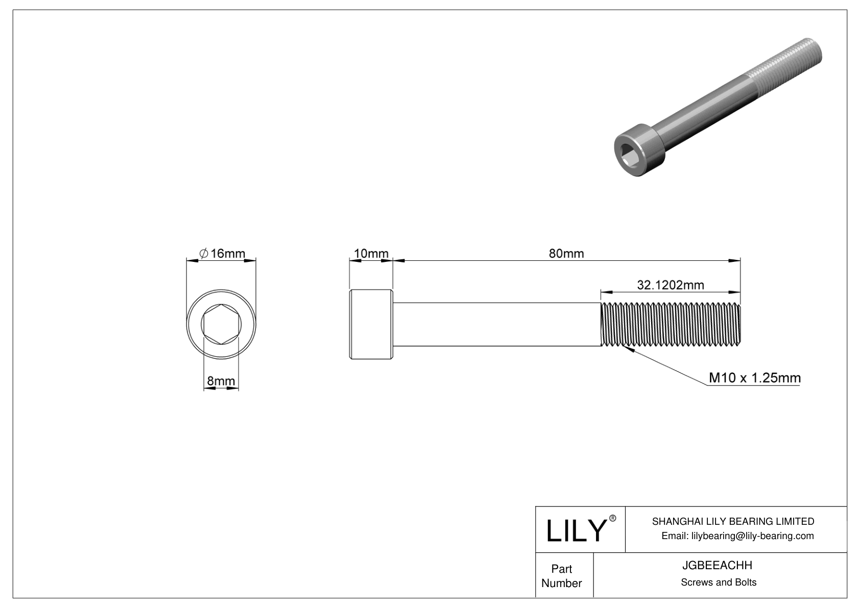 JGBEEACHH Tornillos de cabeza cilíndrica de acero aleado cad drawing