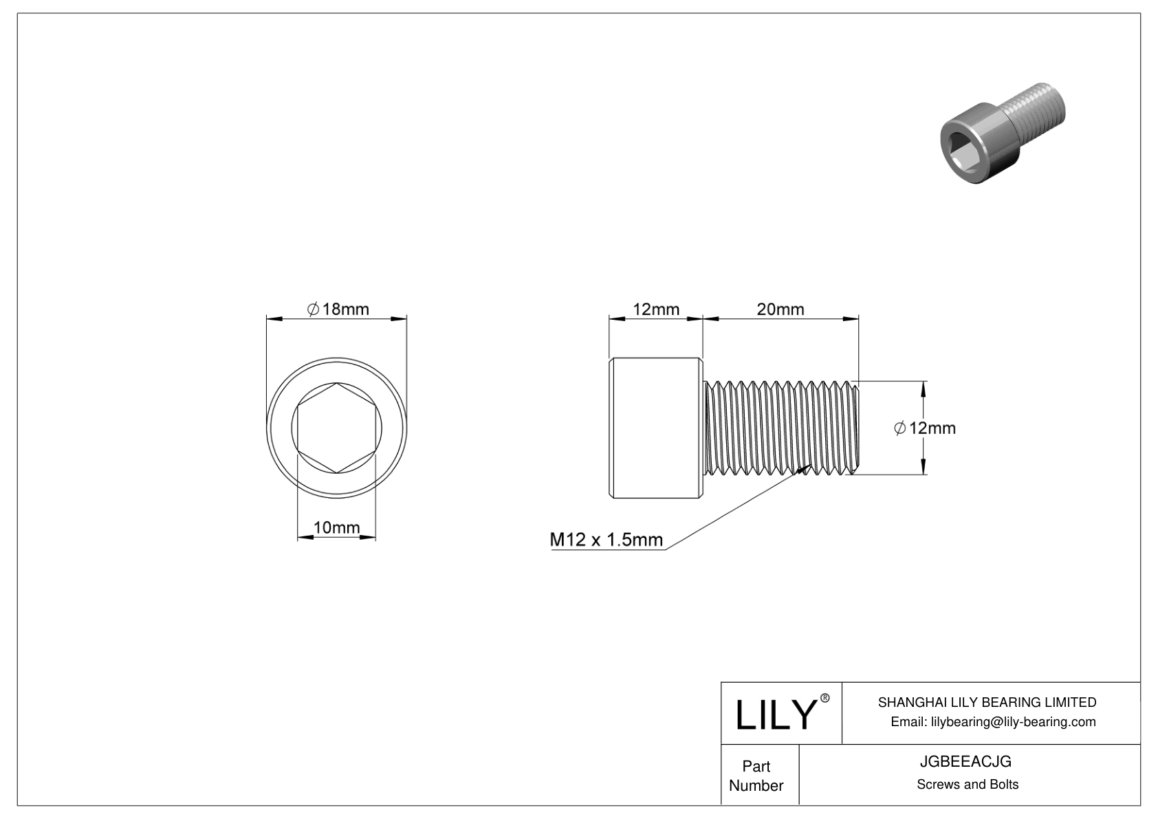 JGBEEACJG Tornillos de cabeza cilíndrica de acero aleado cad drawing