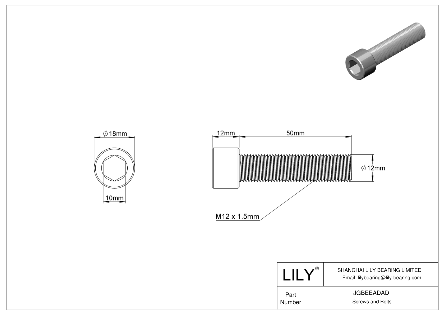 JGBEEADAD Alloy Steel Socket Head Screws cad drawing