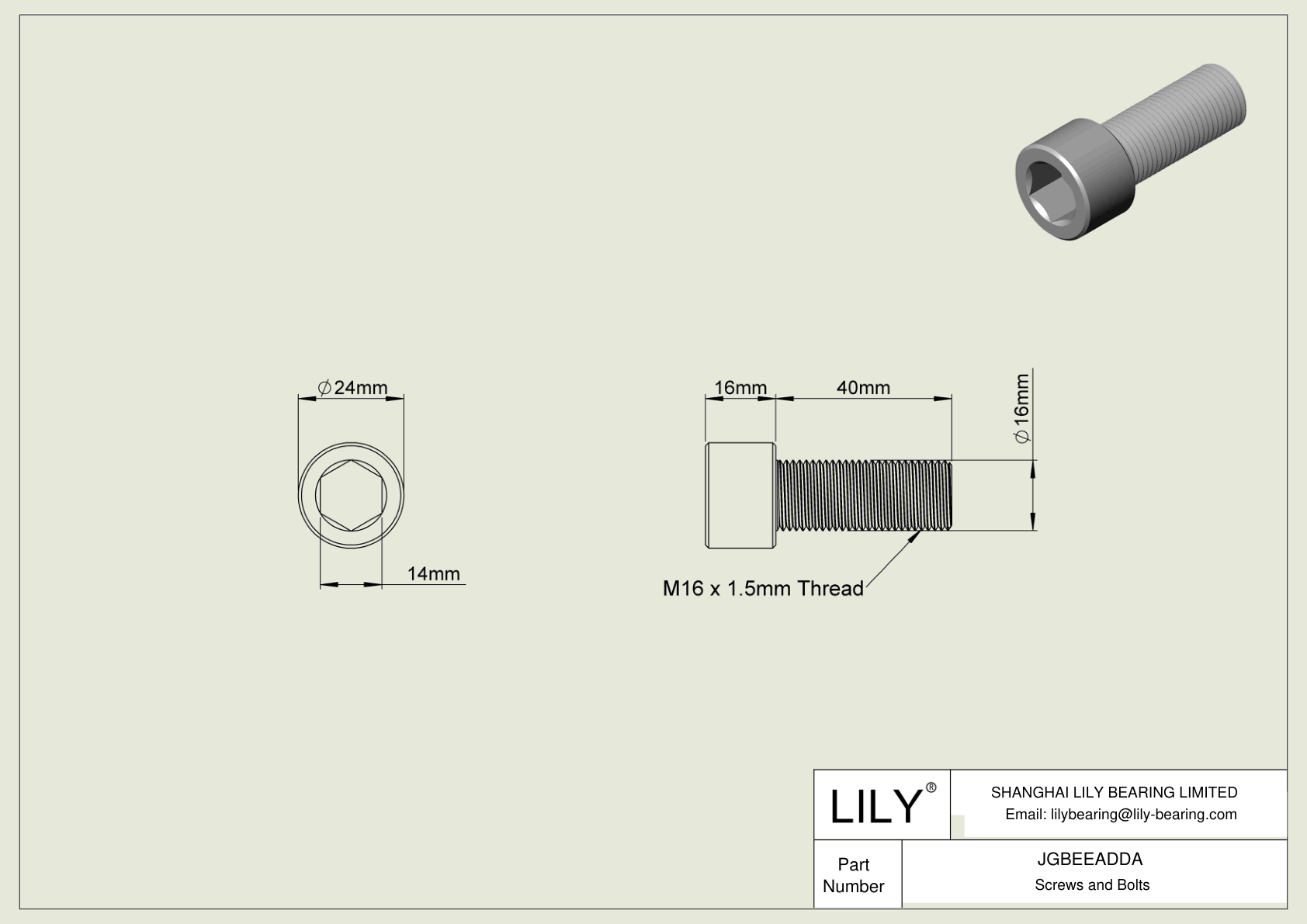 JGBEEADDA Alloy Steel Socket Head Screws cad drawing