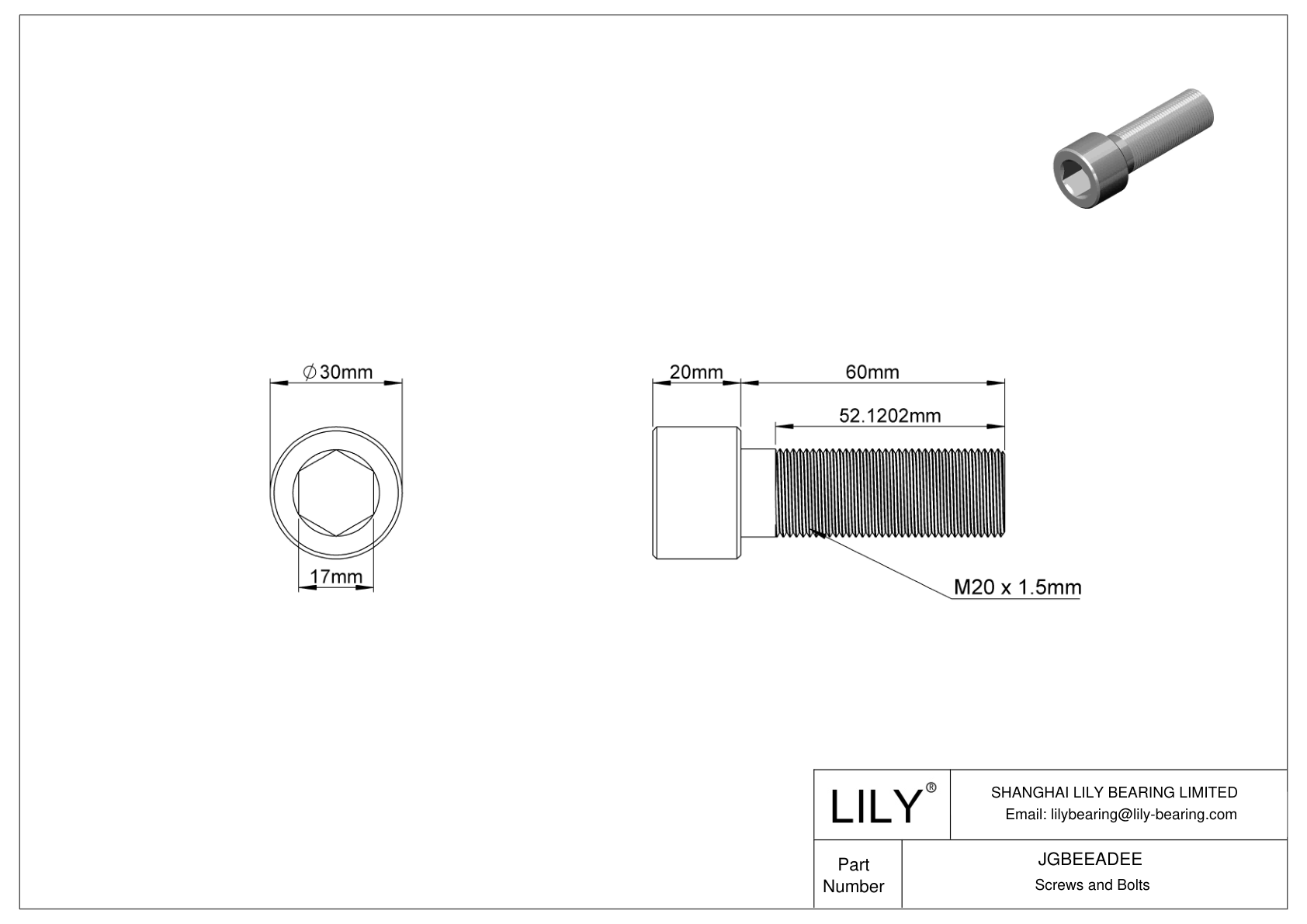 JGBEEADEE Tornillos de cabeza cilíndrica de acero aleado cad drawing