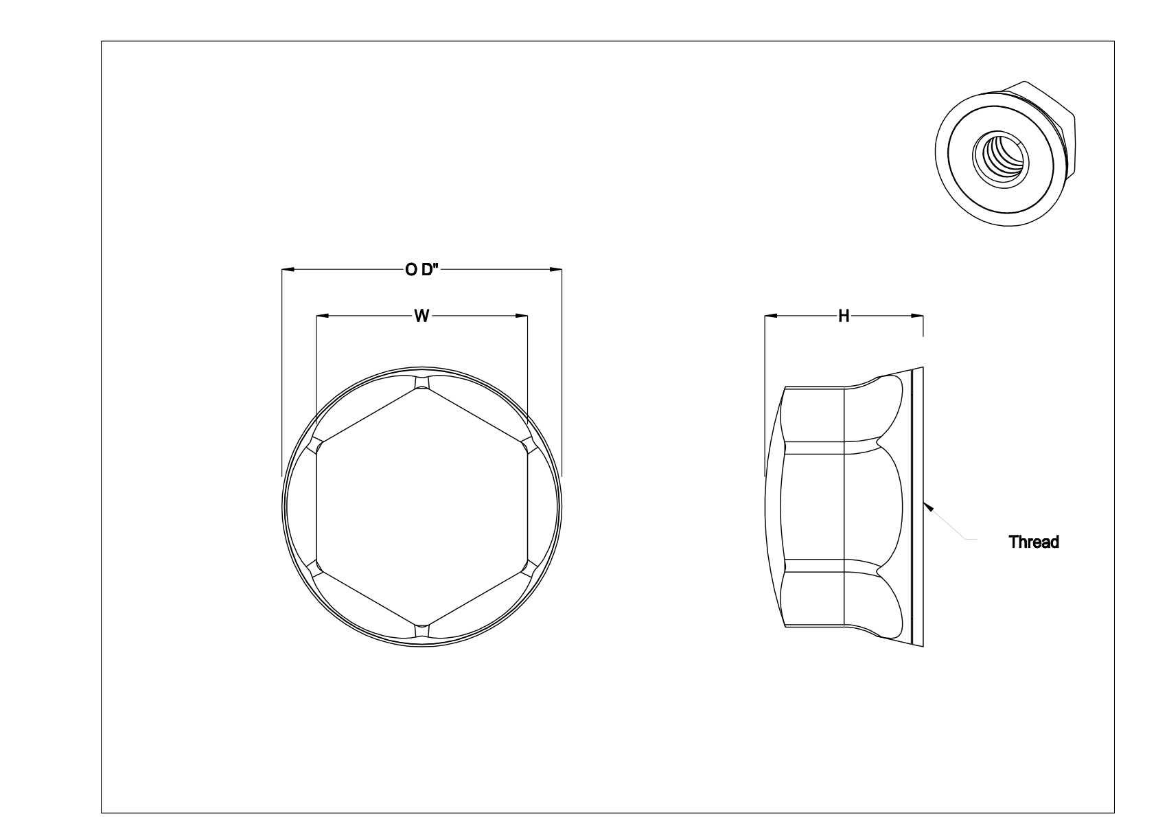 JHFBBABGA Sanitary Low-Profile Cap Nuts cad drawing