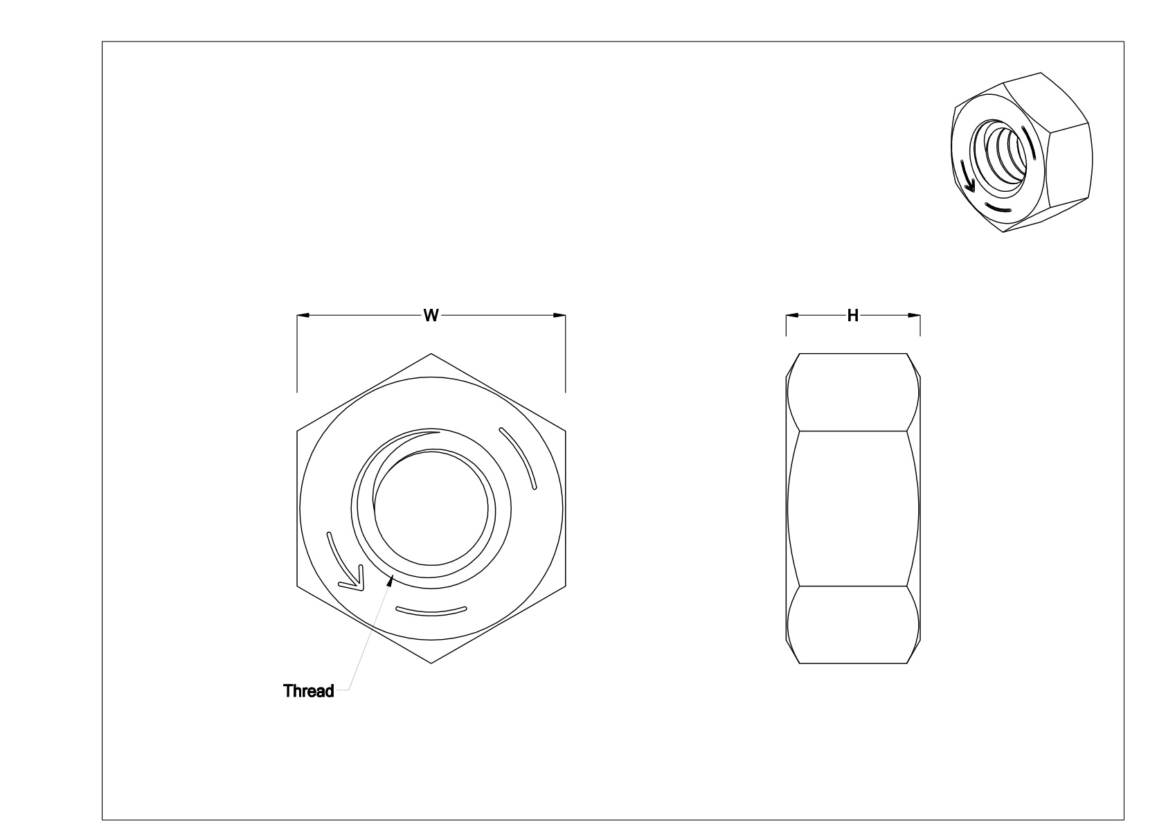 JJIJBABAA 左旋螺纹高强度钢六角螺母 cad drawing