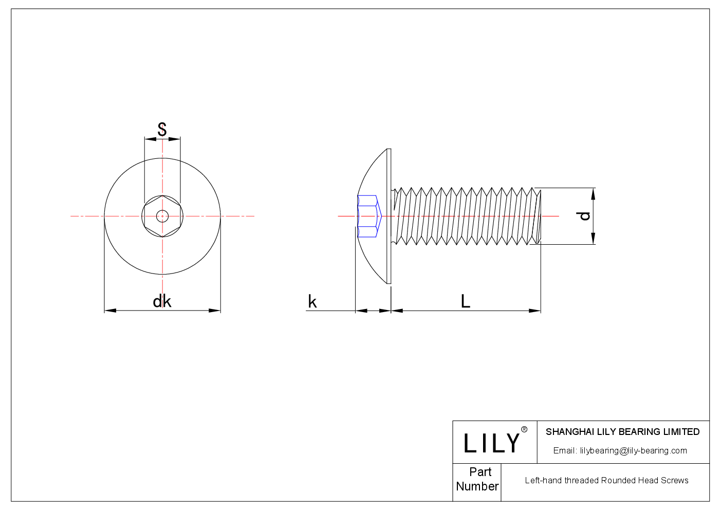 JFJECABBB Tornillos de cabeza redondeada roscados a izquierdas cad drawing