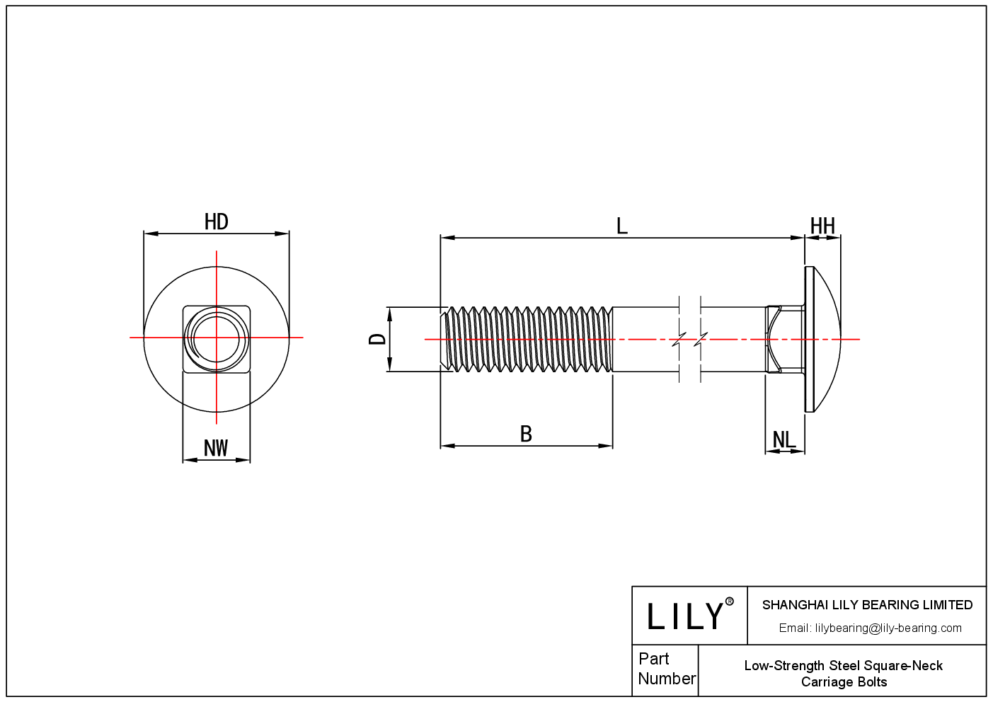 JDGAEAHGH Low-Strength SteelSquare-Neck Carriage Bolts cad drawing