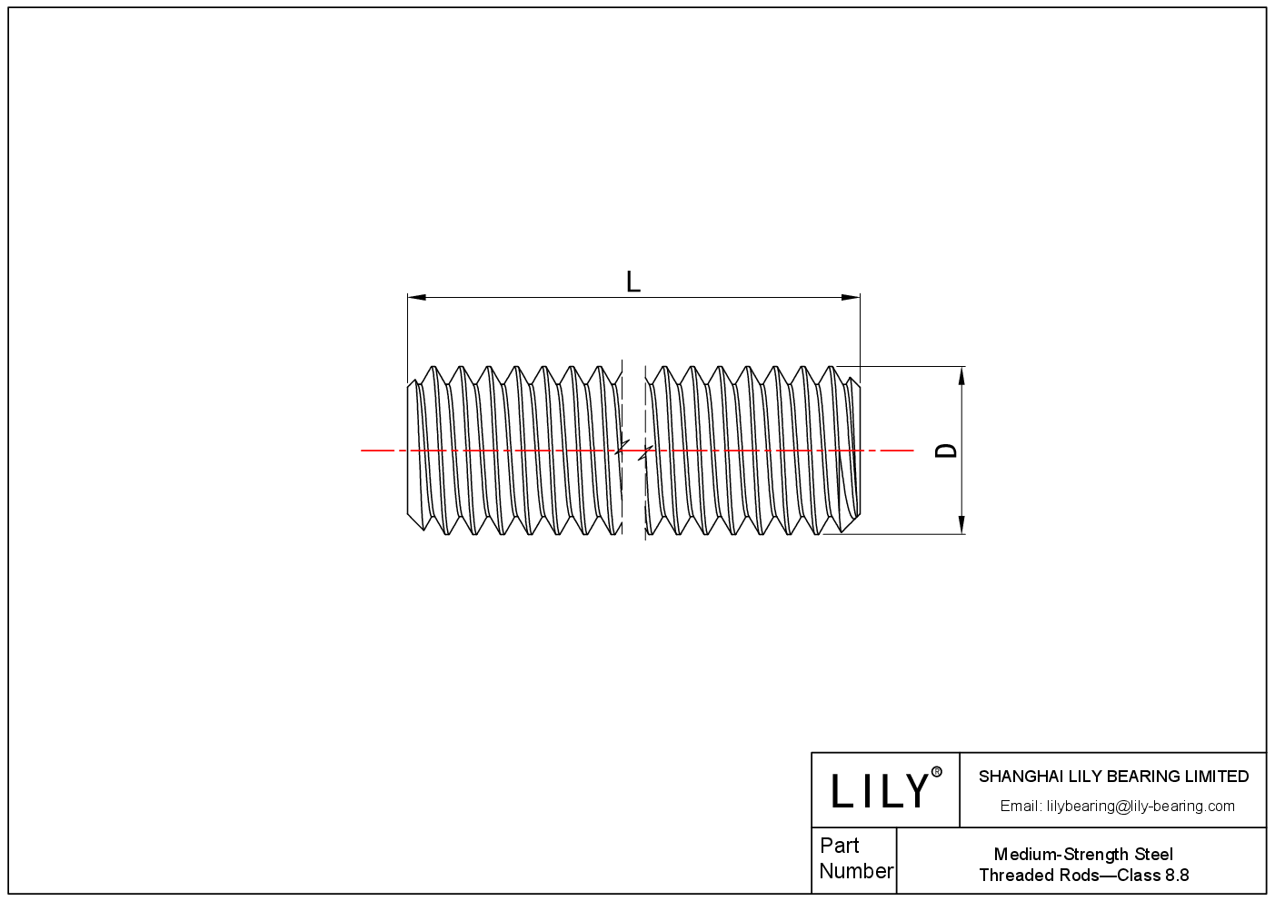 JJAFFADEE Medium-Strength SteelThreaded Rods—Class 8.8 cad drawing