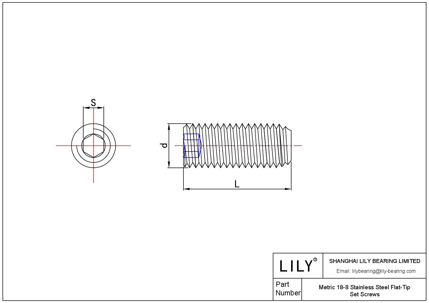 JCGAFAHCB Juego de tornillos métricos de punta plana de acero inoxidable 18-8 cad drawing