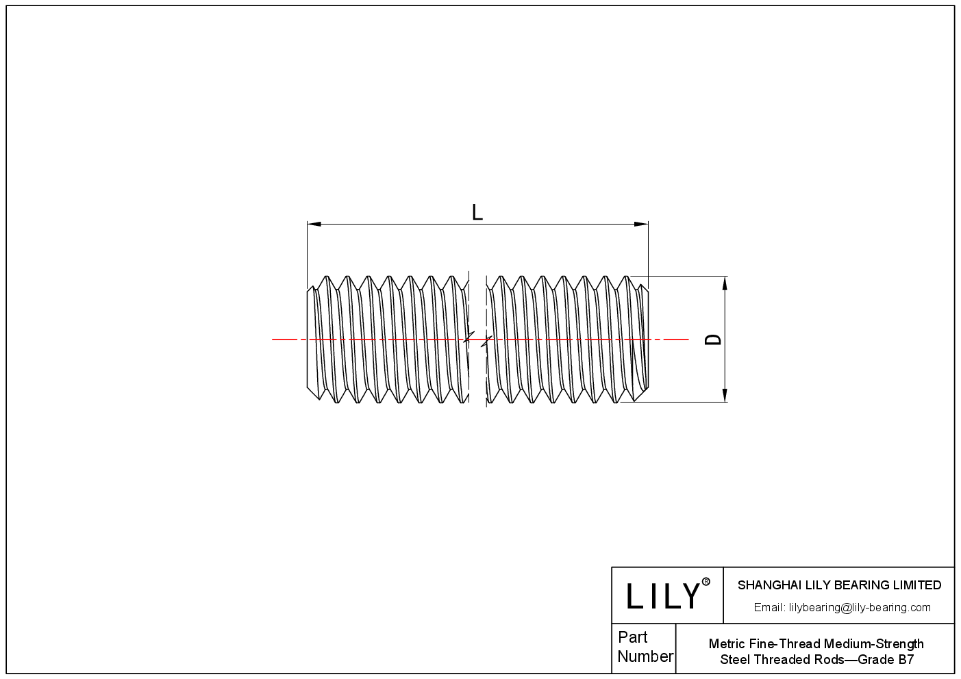 JFCEFABIB 公制细牙中强钢螺纹杆-B7 级 cad drawing