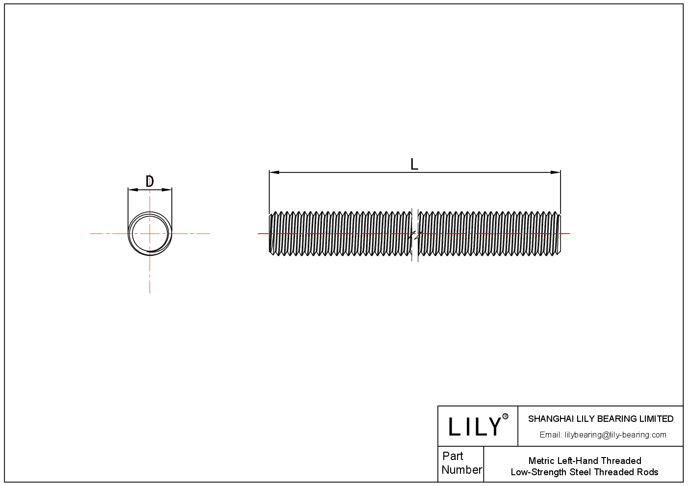 JIIBHABAF Metric Left-Hand ThreadedLow-Strength Steel Threaded Rods cad drawing