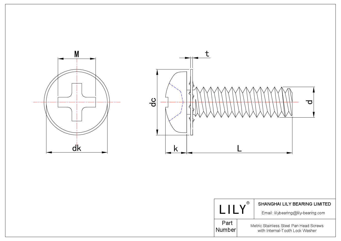 JAEADAIDD Metric Stainless Steel Pan Head Screws with Internal-Tooth Lock Washer cad drawing