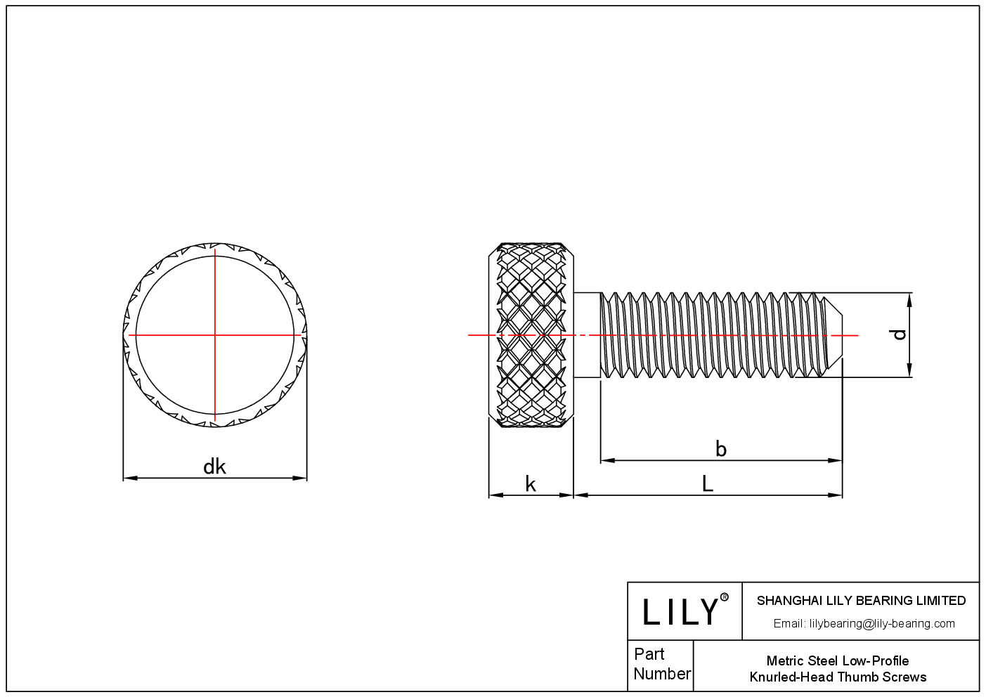 JCFFCAEIE Metric Steel Low-ProfileKnurled-Head Thumb Screws cad drawing