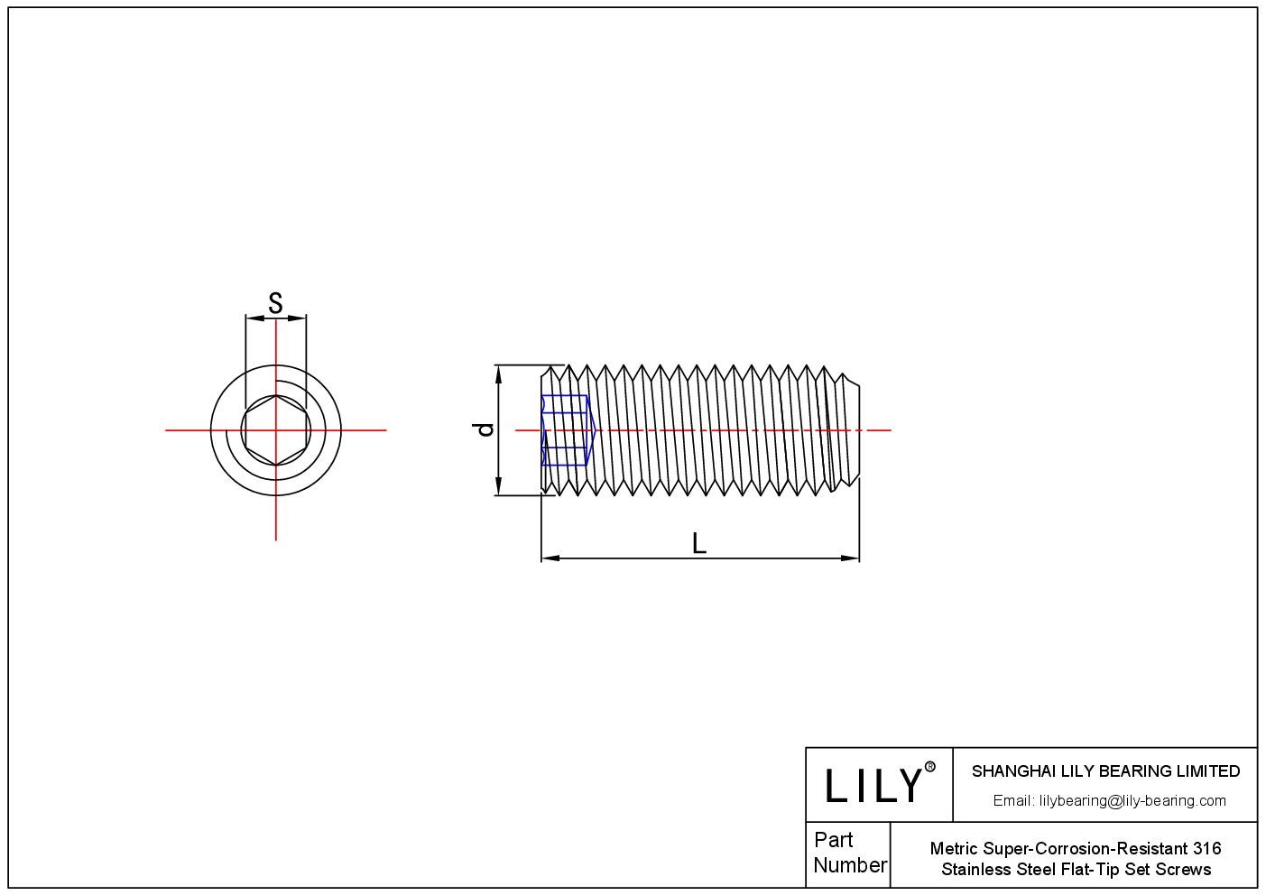 JCGAFAFGB 公制超耐腐蚀 316 不锈钢平头紧定螺钉 cad drawing