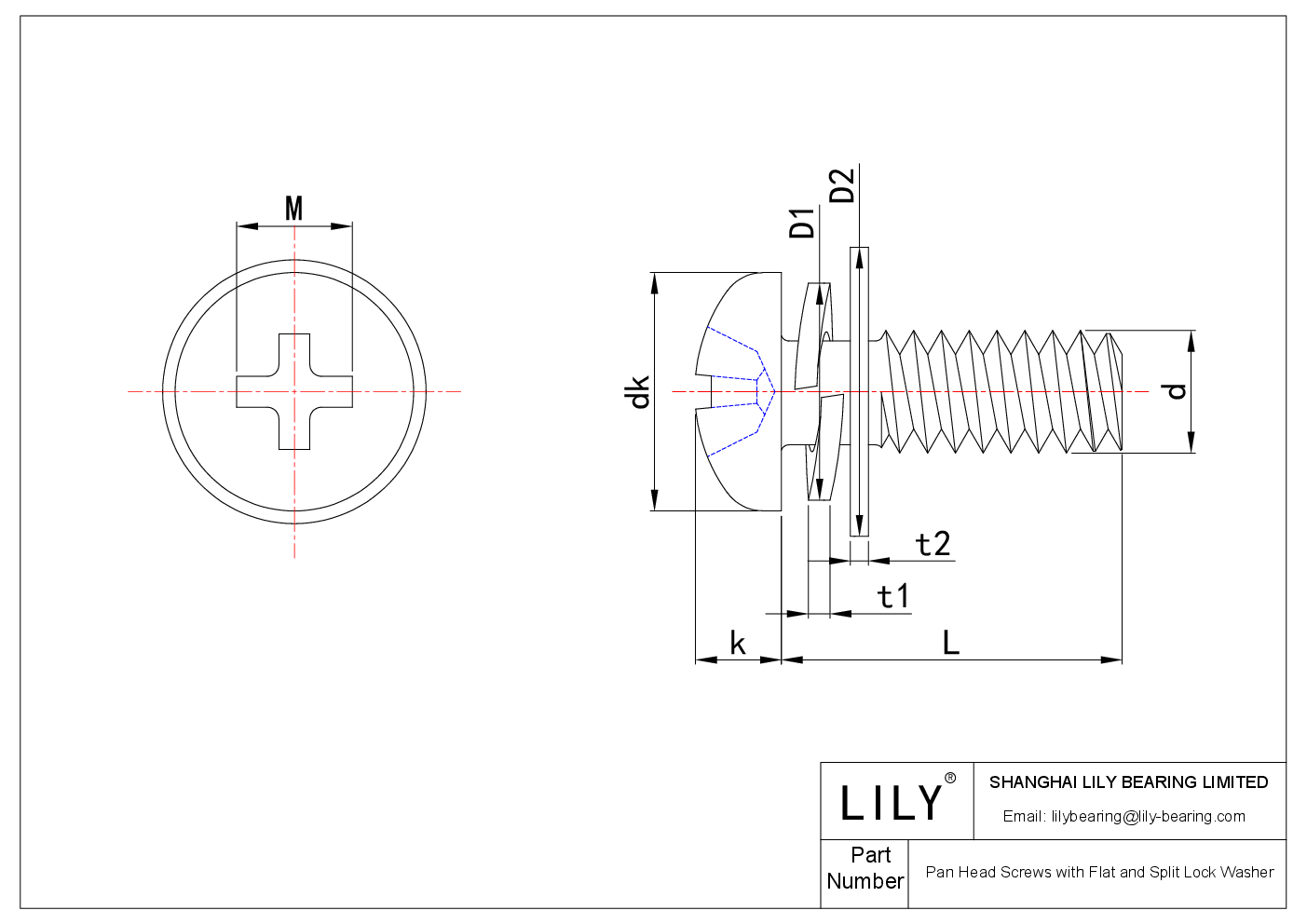 JFAJCAGDF Pan Head Screws with Flatand Split Lock Washer cad drawing