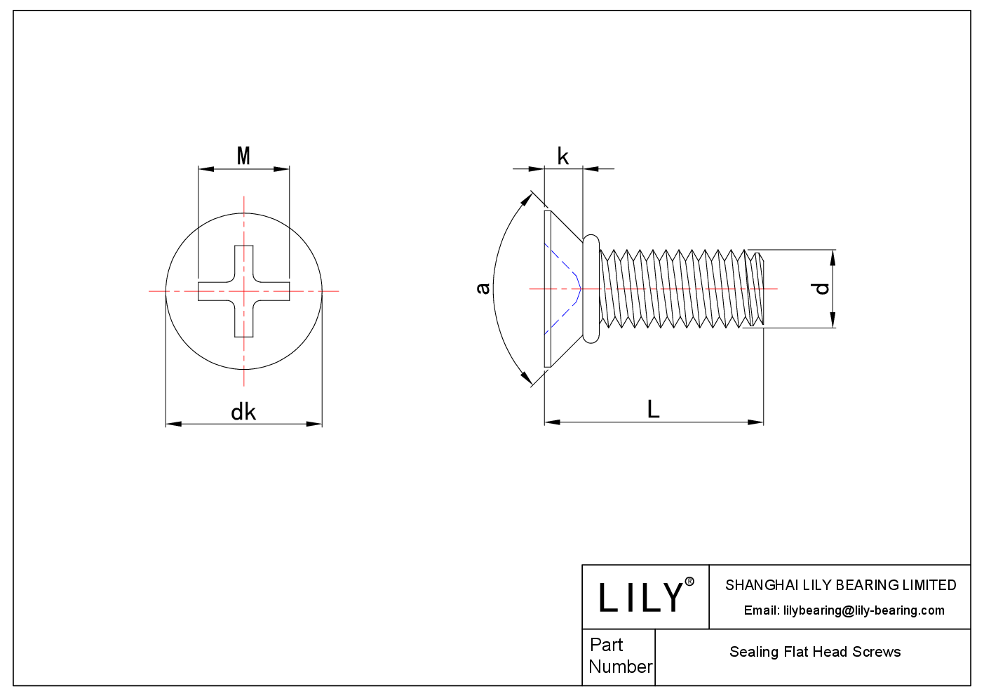 JAFAFACAC Sealing Flat Head Screws cad drawing