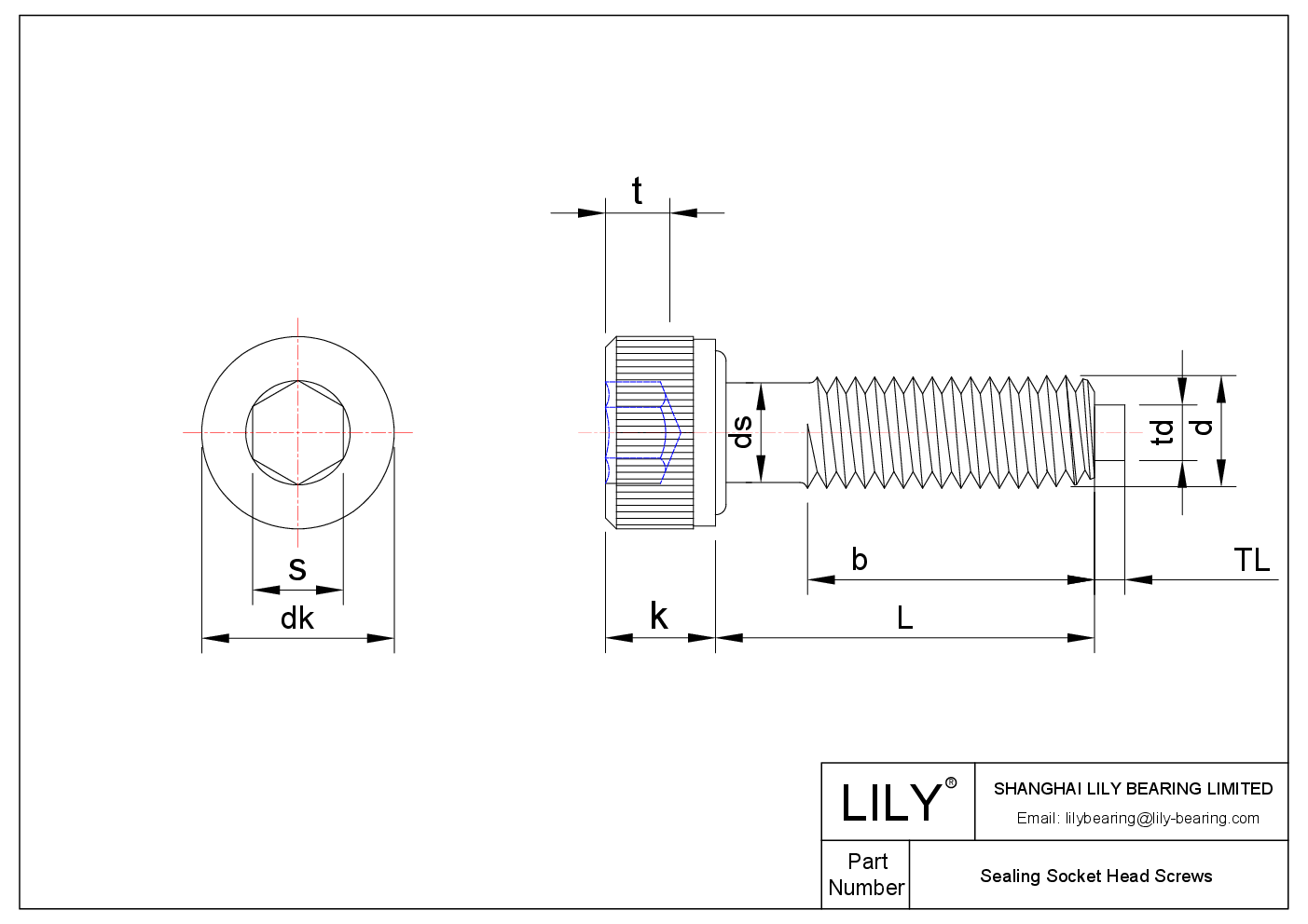 JAAECAEJA Sealing Socket Head Screws cad drawing