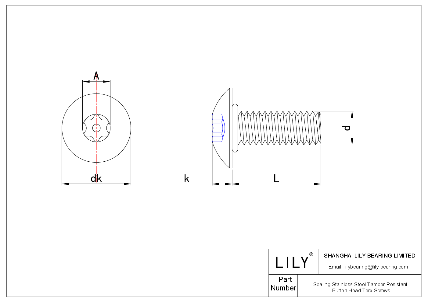 JBJJHACAI 密封不锈钢防篡改按钮头 Torx 螺钉 cad drawing