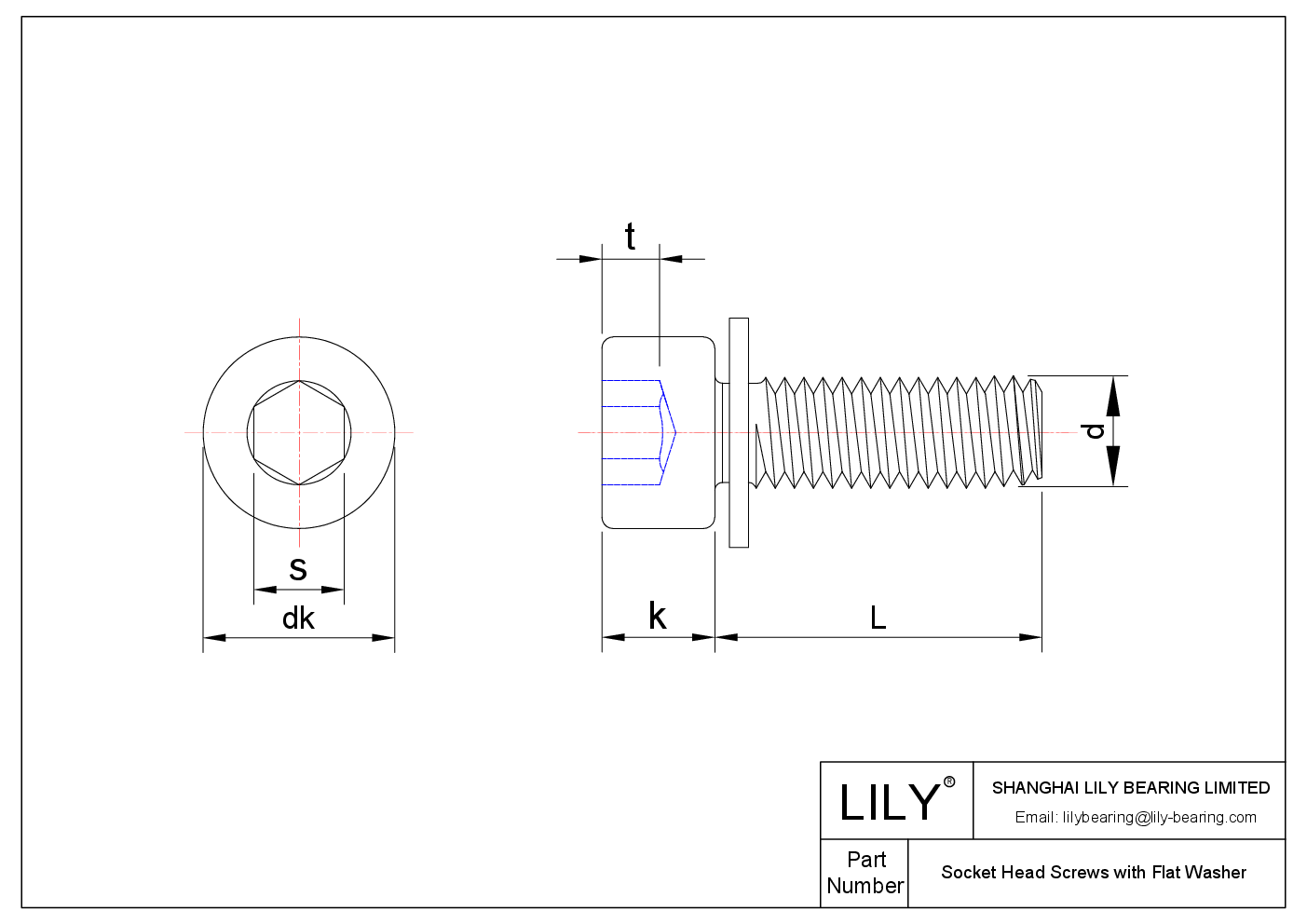 JADEEABDE Socket Head Screws with Flat Washer cad drawing