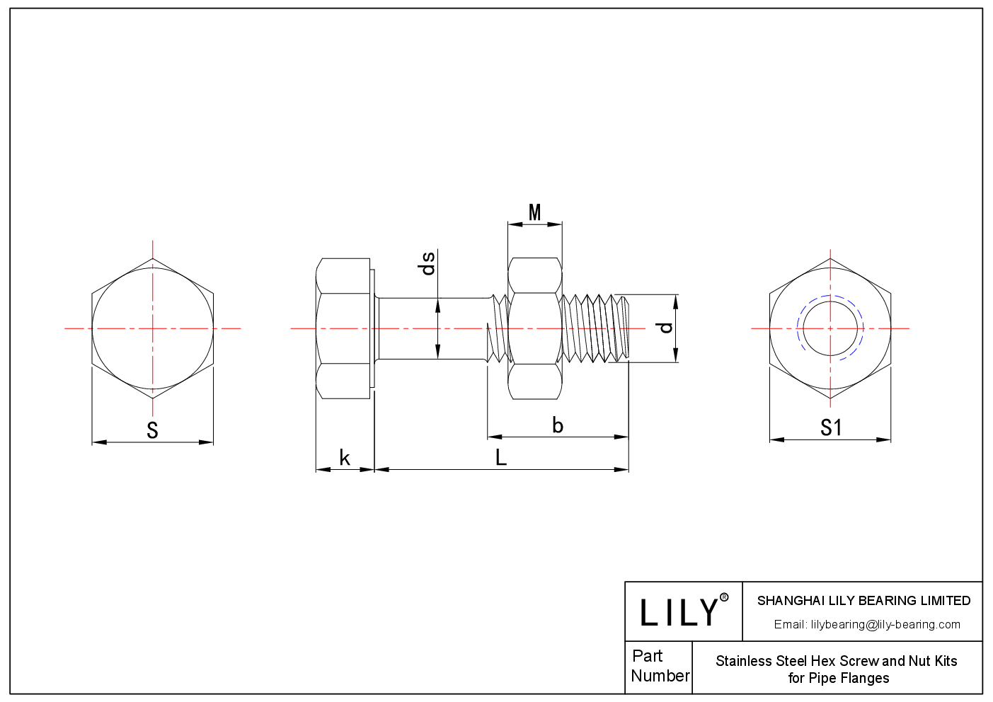 JEDGIABBE 用于管道法兰的不锈钢六角螺钉和螺母套件 cad drawing