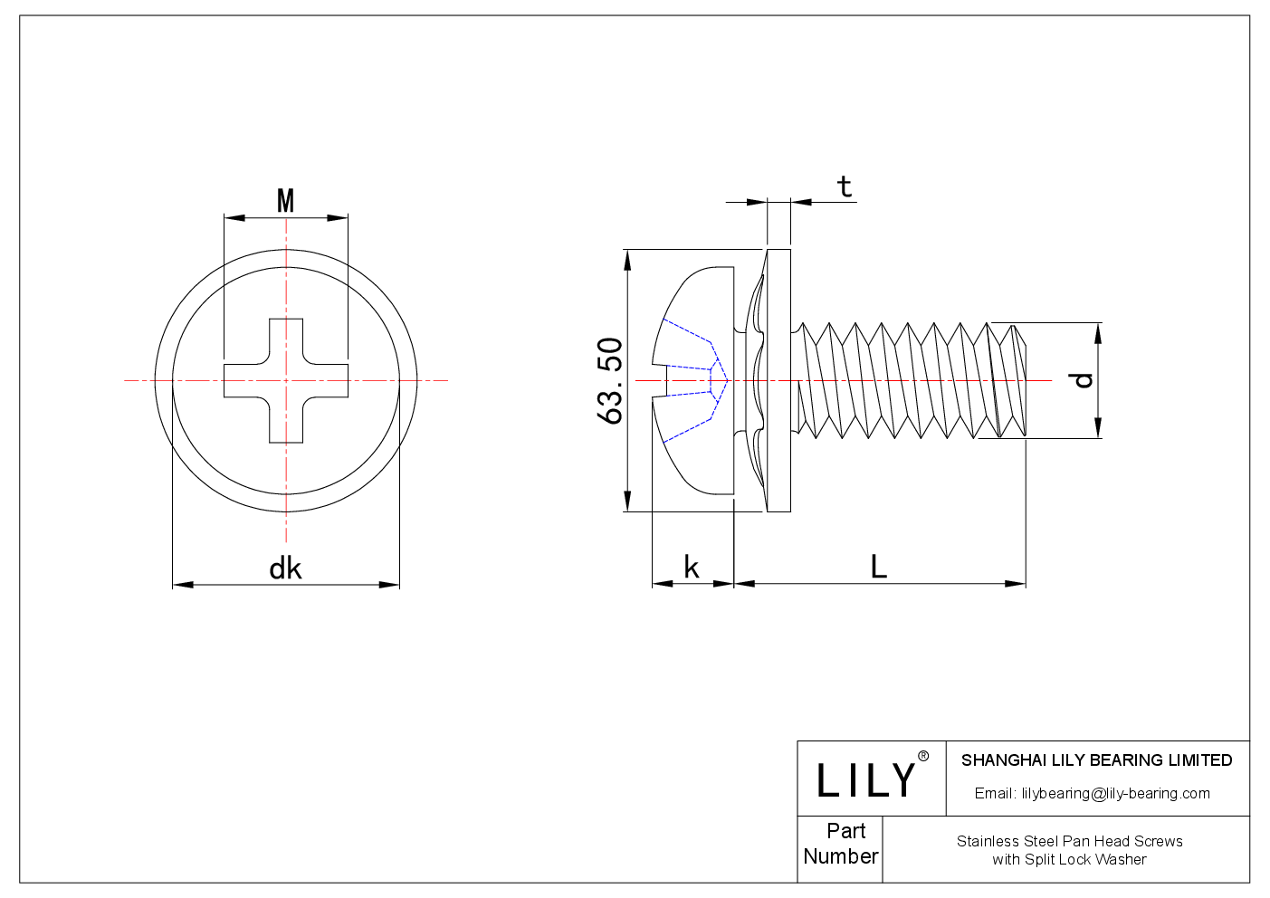 JGJAJAEAI Stainless Steel Pan Head Screws with Split Lock Washer cad drawing