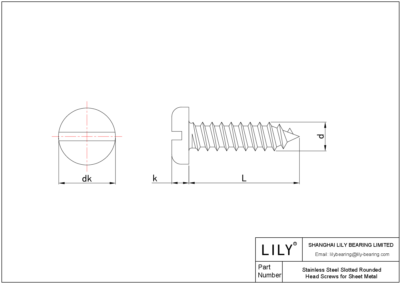 JBGDCABFA Tornillos ranurados de cabeza redondeada para chapa de acero inoxidable cad drawing