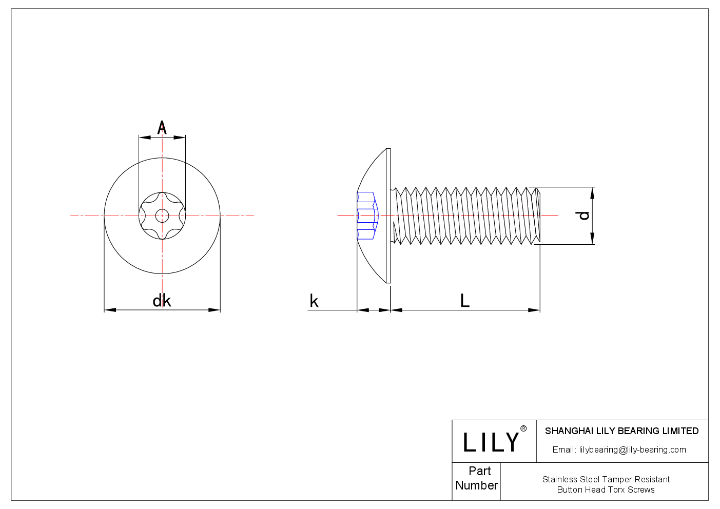 JBJAAABAG 不锈钢防篡改按钮头 Torx 螺钉 cad drawing