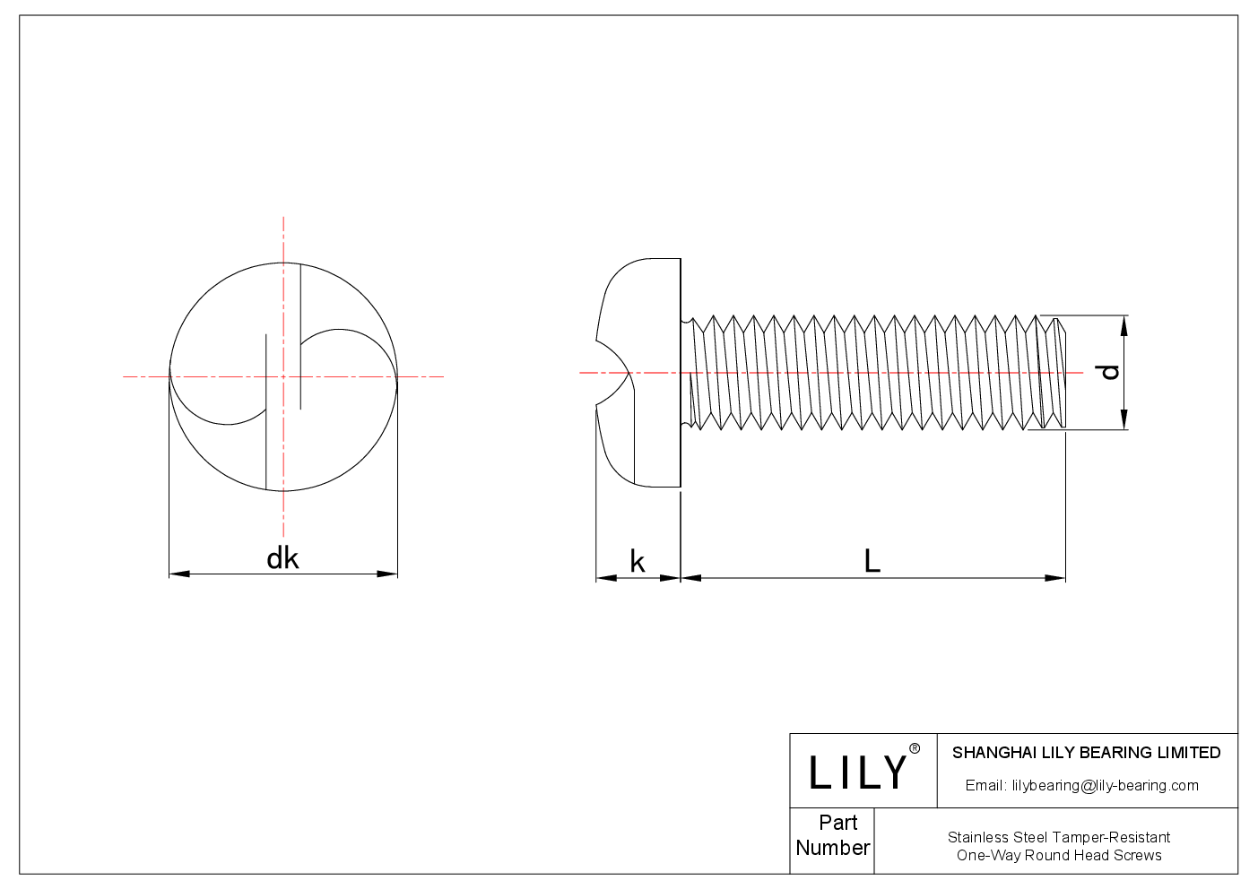 JACIIABBA Tornillos de cabeza redonda unidireccionales de acero inoxidable a prueba de manipulaciones cad drawing