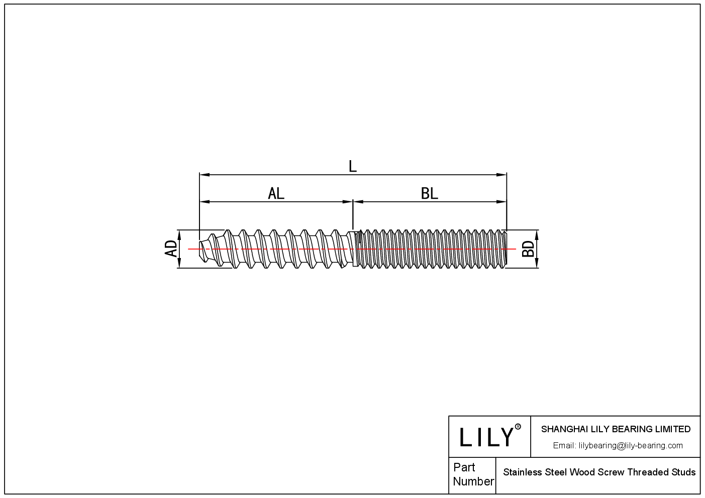 JAJBFAGFE Stainless Steel WoodScrew Threaded Studs cad drawing