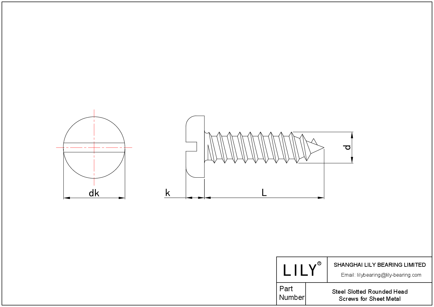 JAAFDABAG 钢板用开槽圆头螺钉 cad drawing