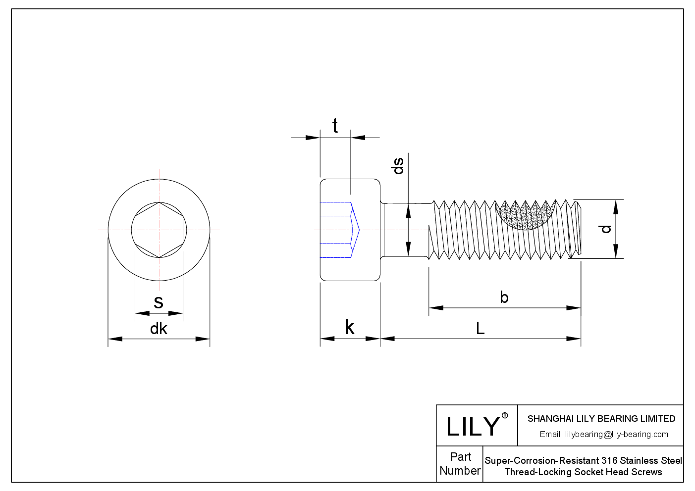 JGCAJAEBE Tornillos de cabeza cilíndrica con bloqueo de rosca de acero inoxidable 316 superresistentes a la corrosión cad drawing