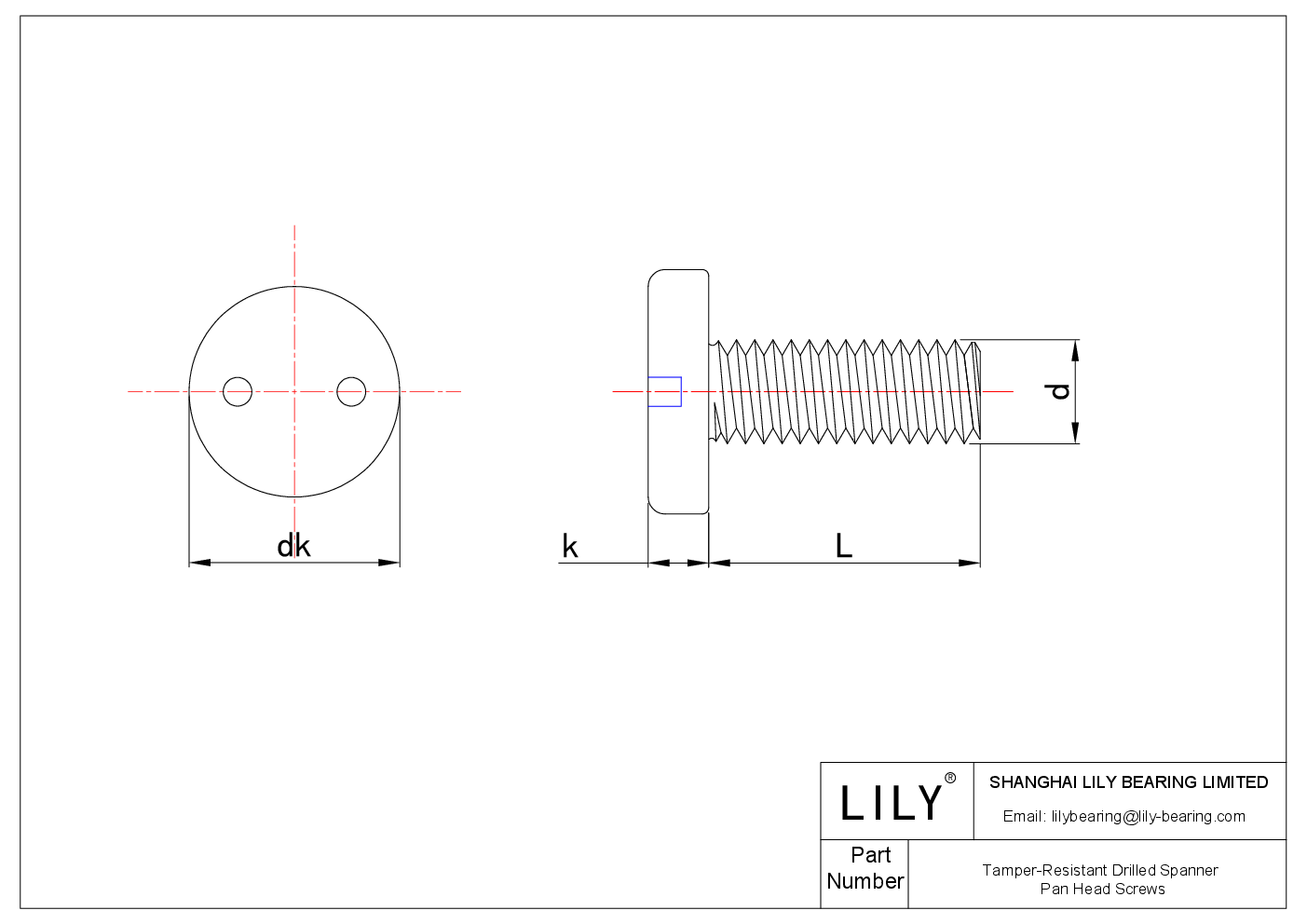 JEAGGAIEI Tamper-Resistant Drilled Spanner Pan Head Screws cad drawing