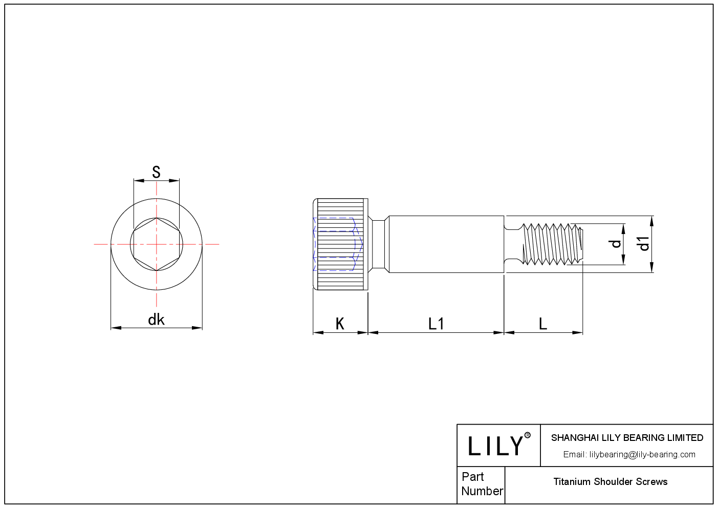 JICFGADAF Tornillos de hombro de titanio cad drawing