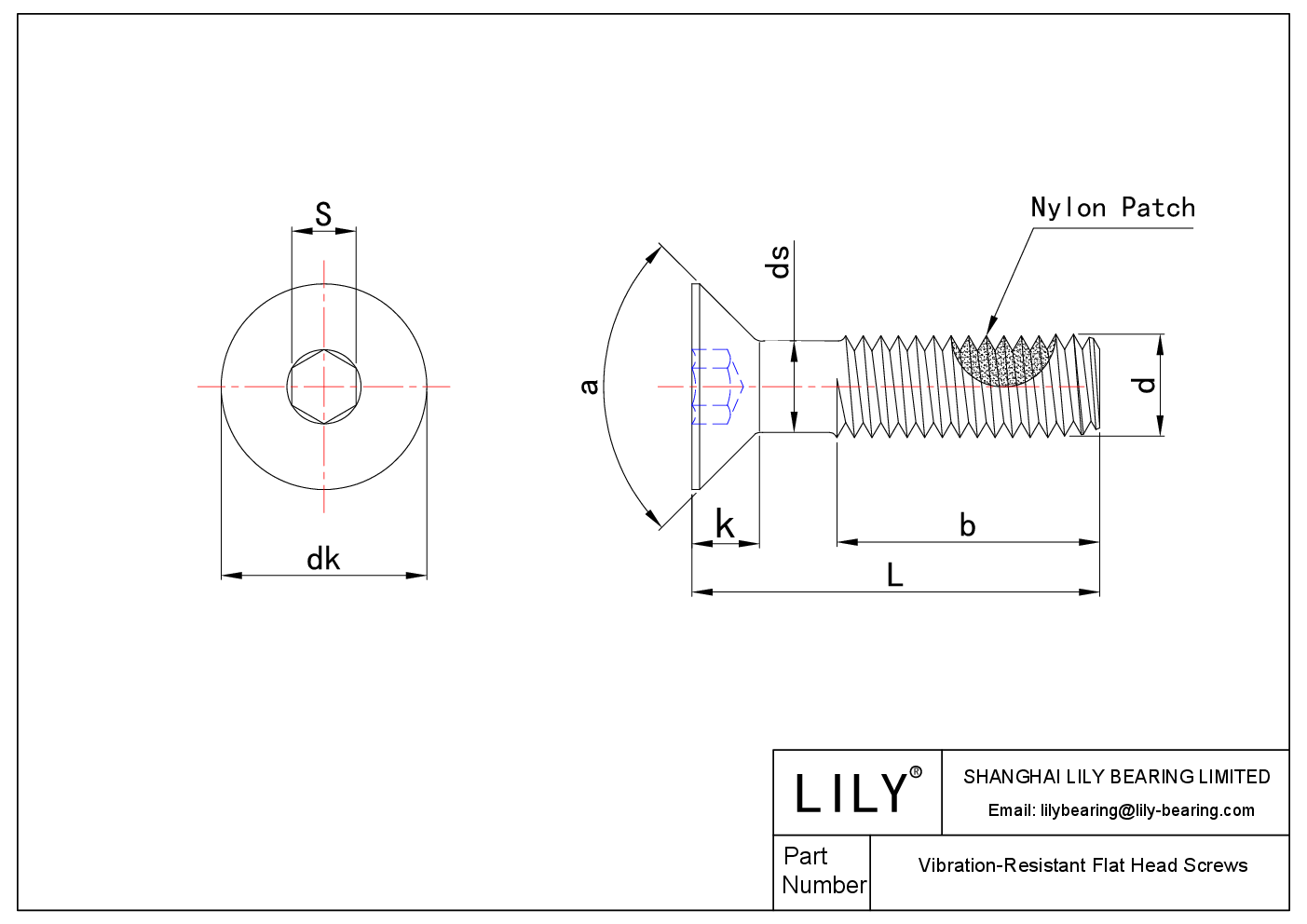 JBCGGAGCJ Vibration-Resistant Flat Head Screws cad drawing