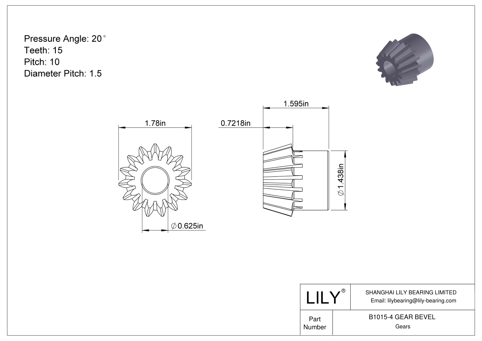 B1015-4 GEAR BEVEL 锥齿轮 cad drawing