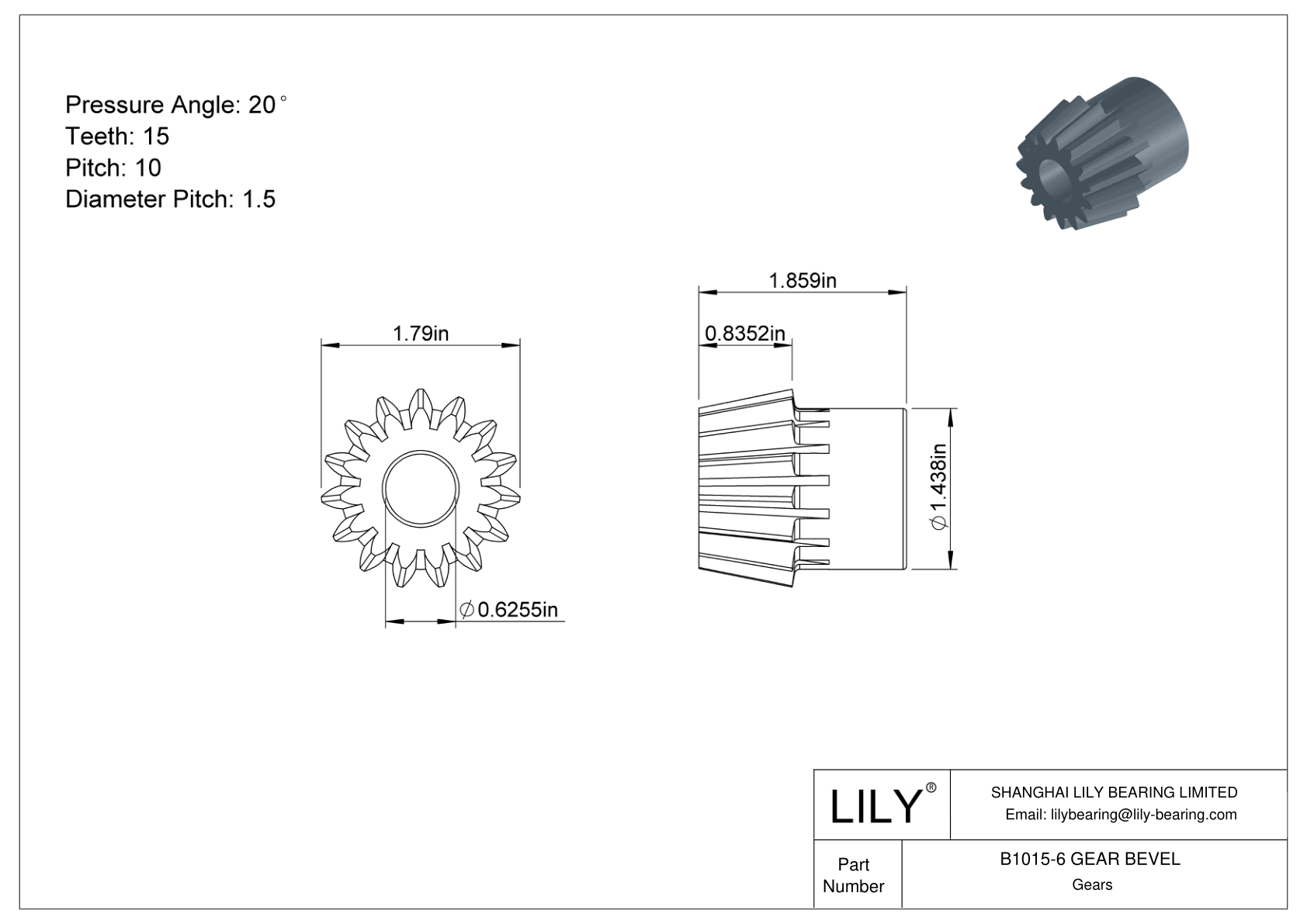 B1015-6 GEAR BEVEL Engranajes cónicos cad drawing