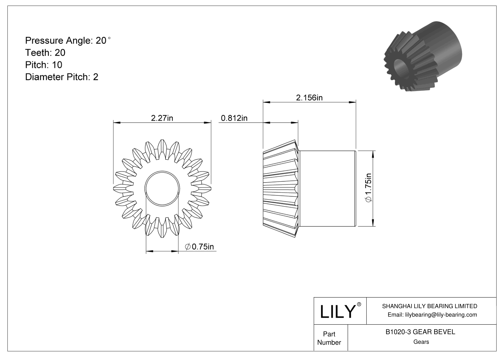 B1020-3 GEAR BEVEL 锥齿轮 cad drawing