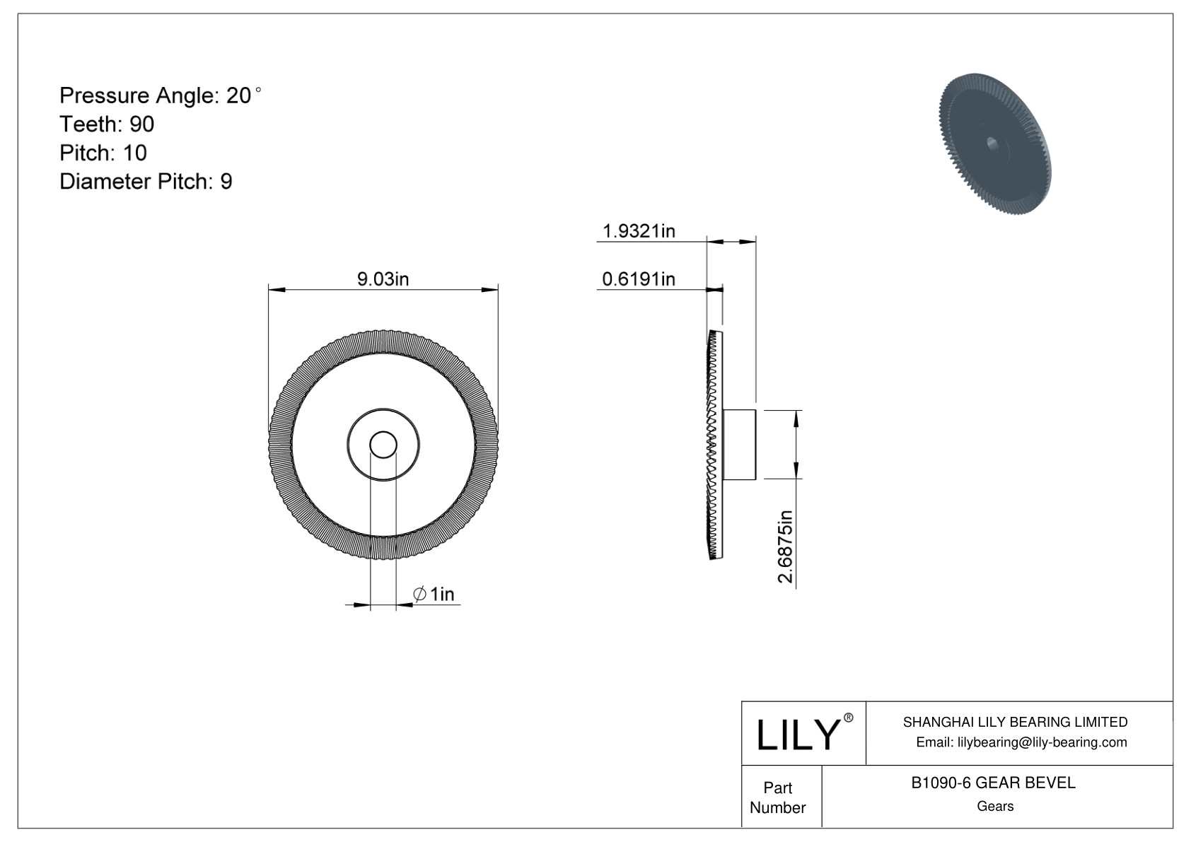 B1090-6 GEAR BEVEL 锥齿轮 cad drawing