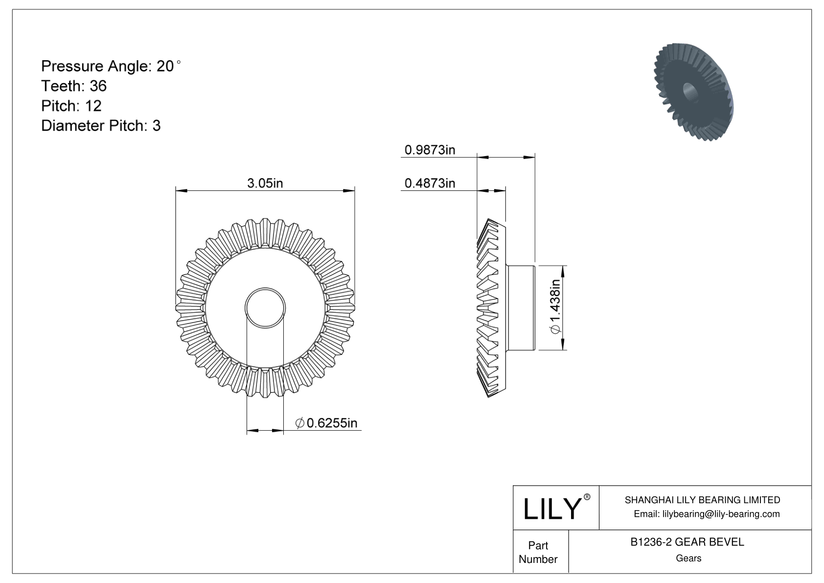 B1236-2 GEAR BEVEL 锥齿轮 cad drawing