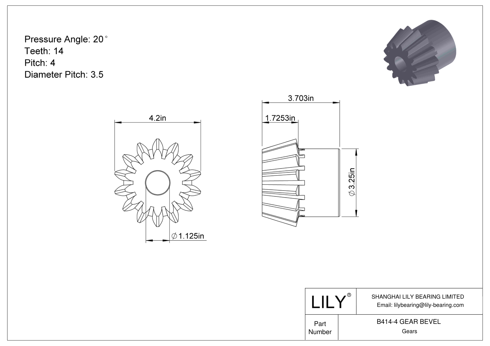 B414-4 GEAR BEVEL 锥齿轮 cad drawing