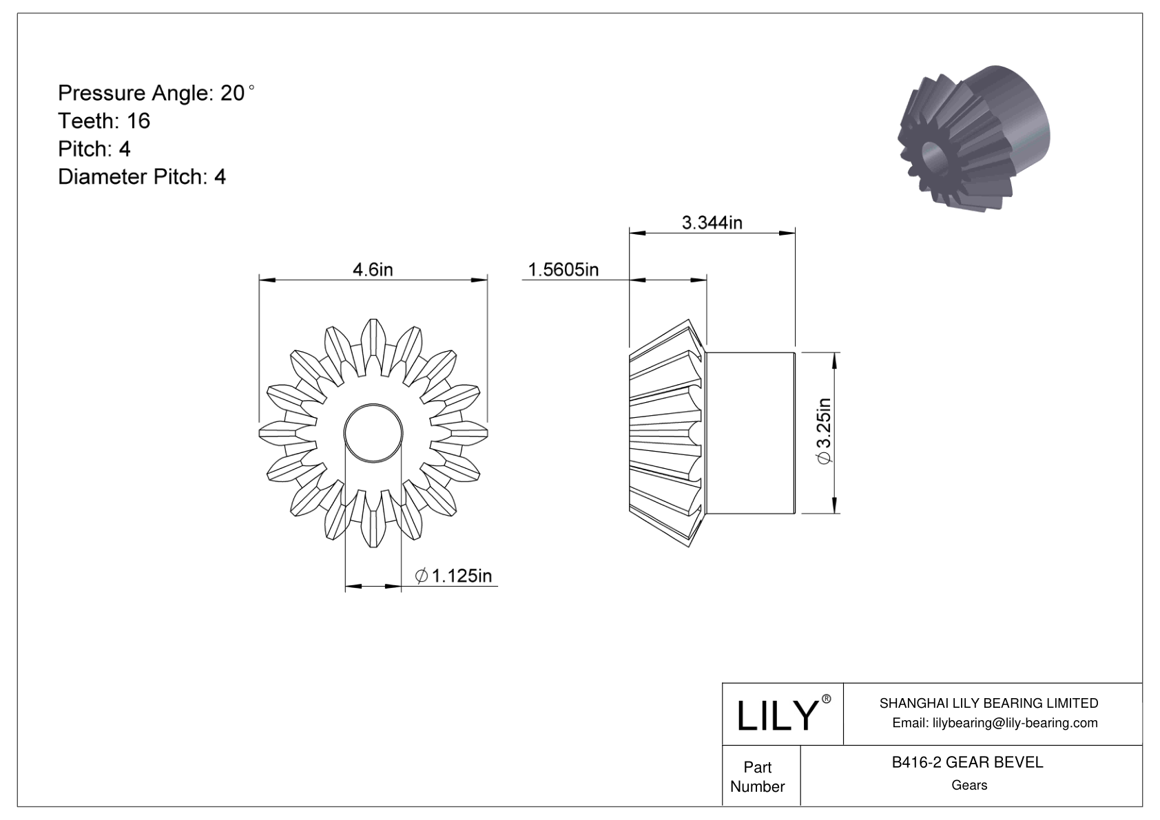 B416-2 GEAR BEVEL 锥齿轮 cad drawing