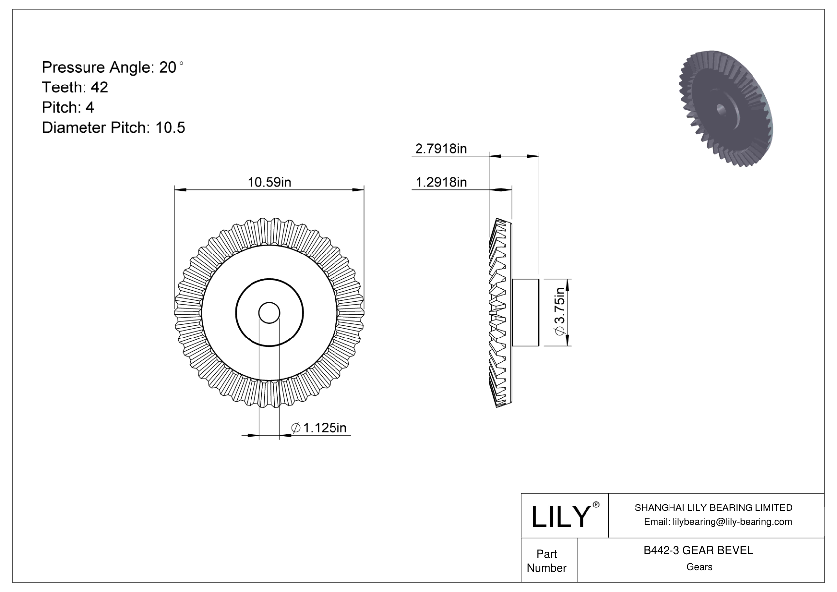 B442-3 GEAR BEVEL Engranajes cónicos cad drawing