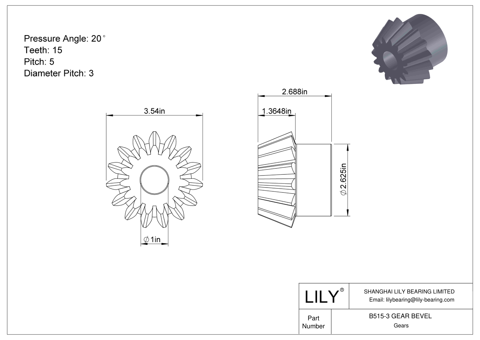 B515-3 GEAR BEVEL 锥齿轮 cad drawing