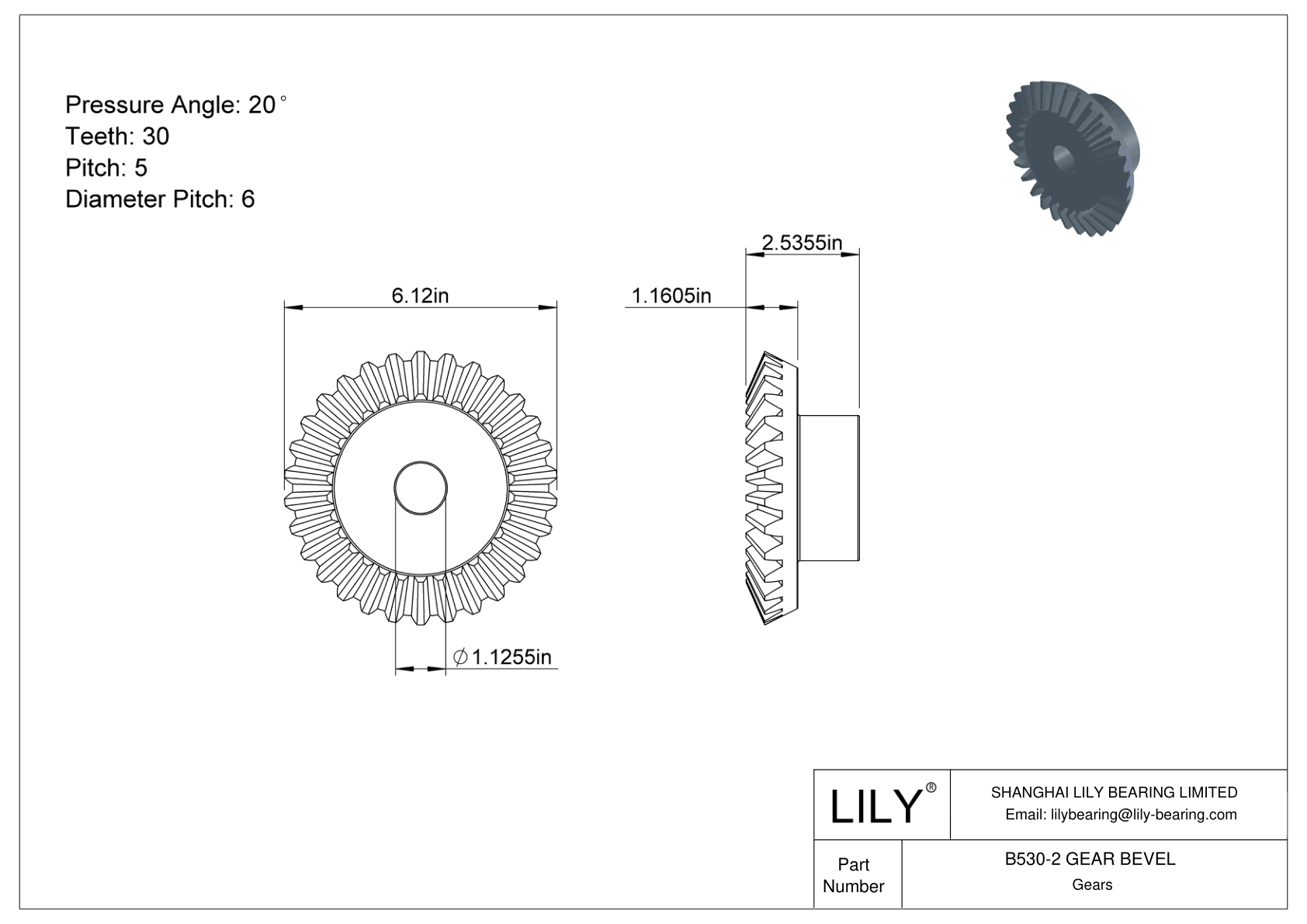 B530-2 GEAR BEVEL 锥齿轮 cad drawing