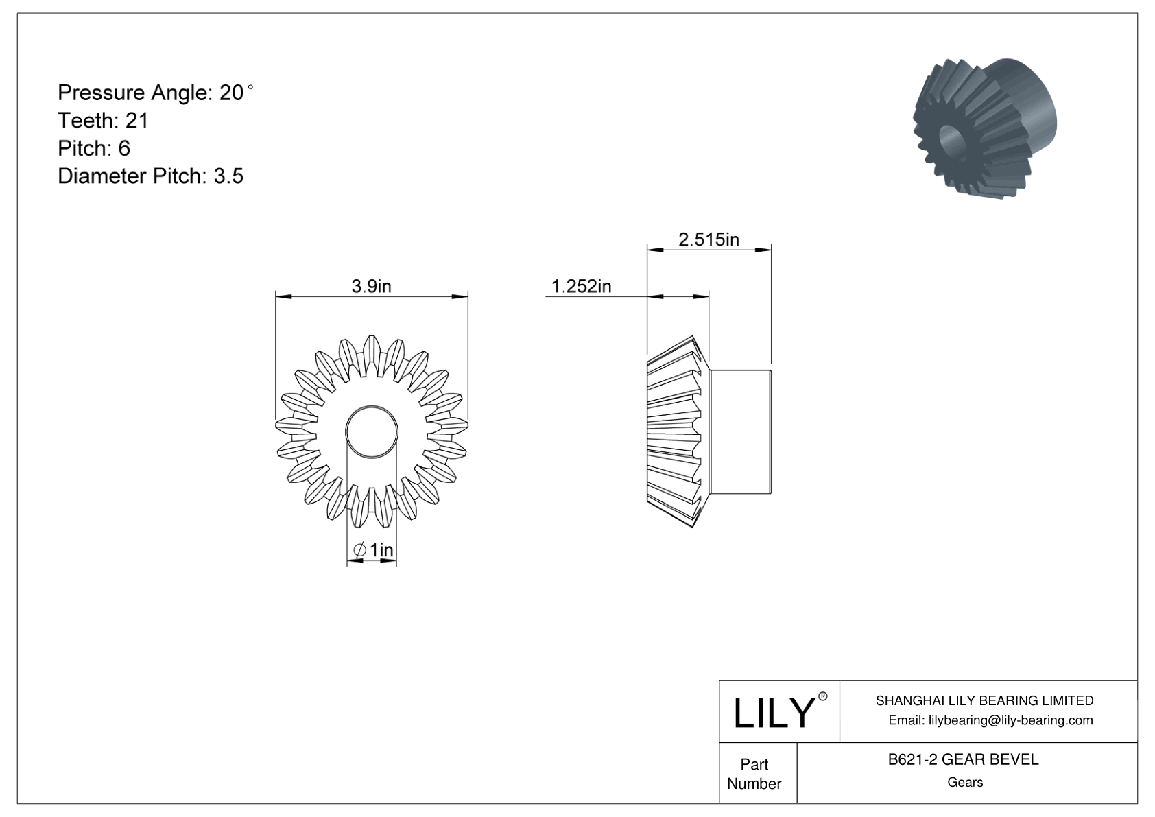 B621-2 GEAR BEVEL 锥齿轮 cad drawing